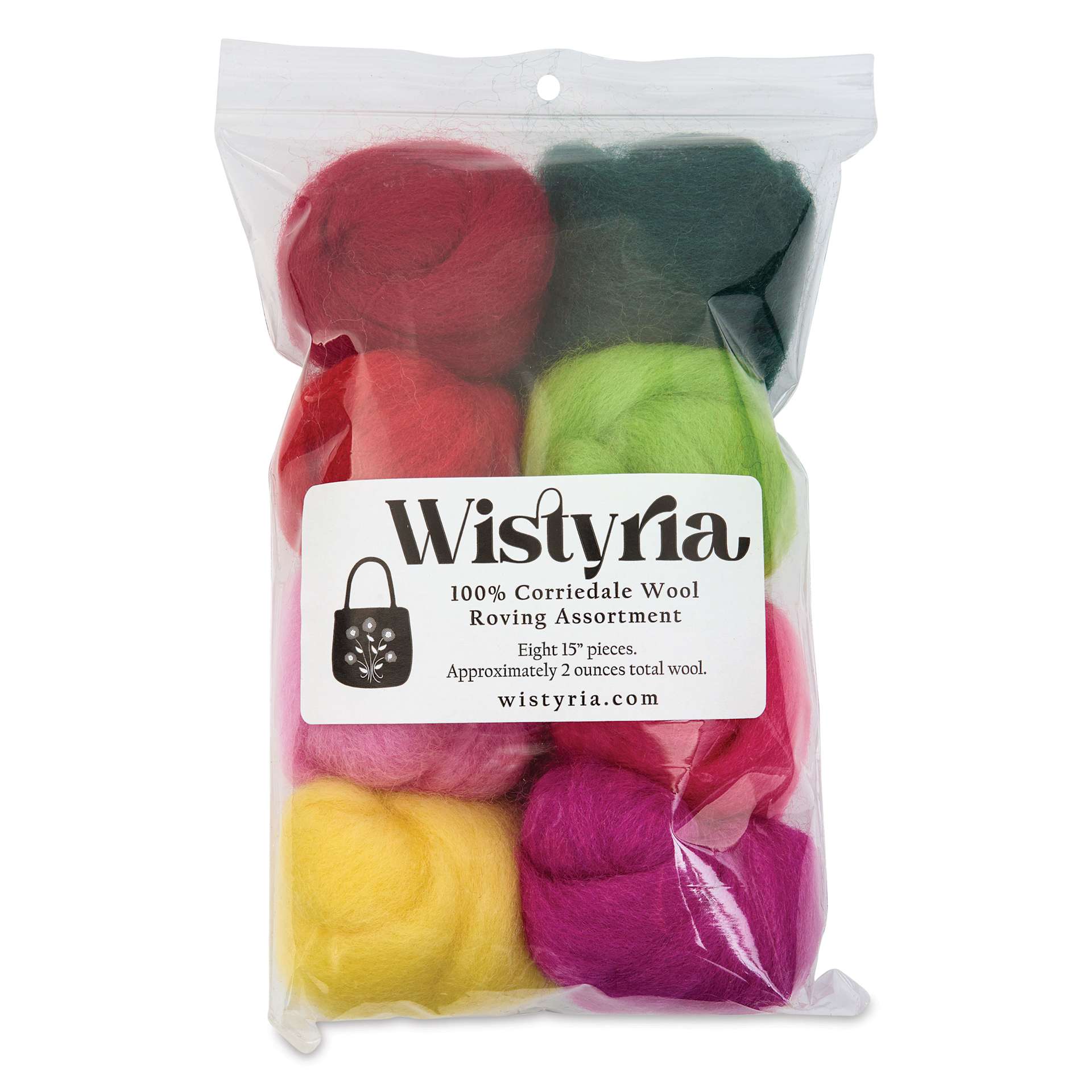 Wistyria Editions 100% Wool Roving - Zinnias, Pkg of 8 - front of packaging