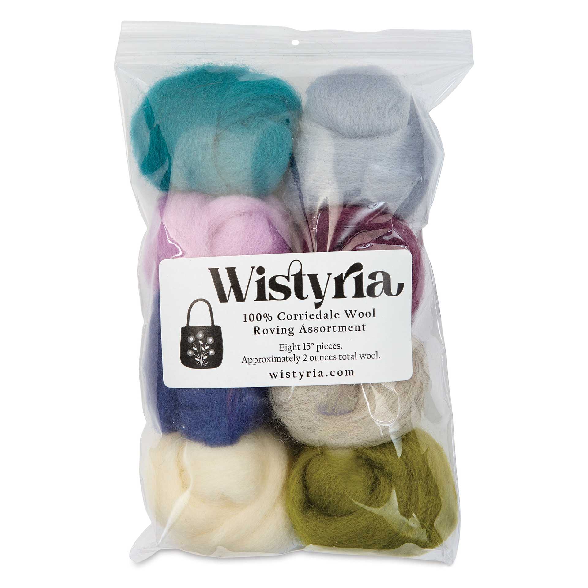 Wistyria Editions 100% Wool Roving - Tranquility, Pkg of 8 - front of packaging