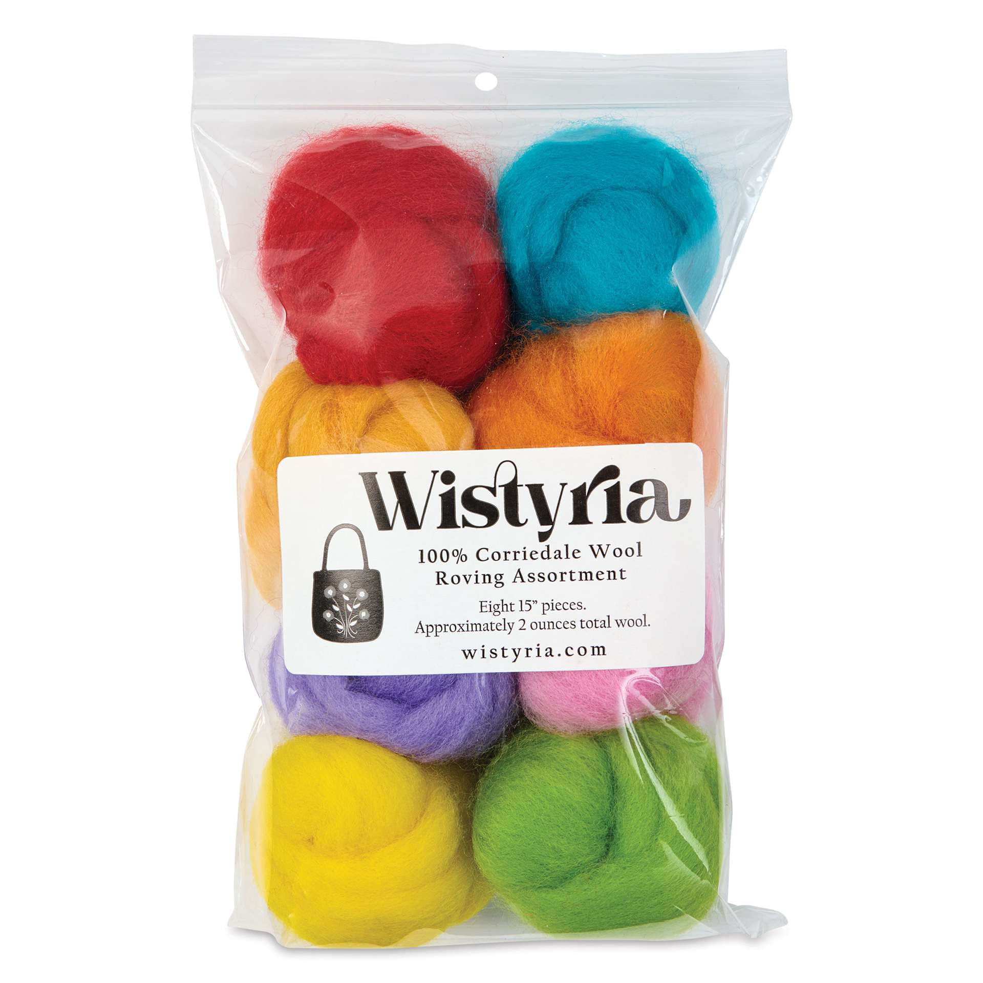 Wistyria Editions 100% Wool Roving - Confetti, Pkg of 8 - front of packaging