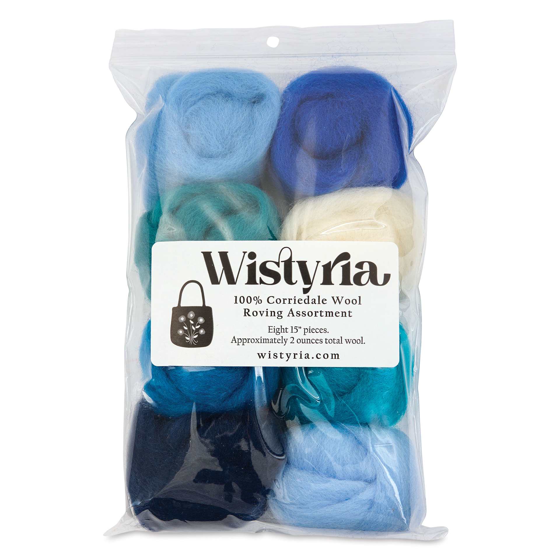Wistyria Editions 100% Wool Roving - The Sea, Pkg of 8 - front of packaging