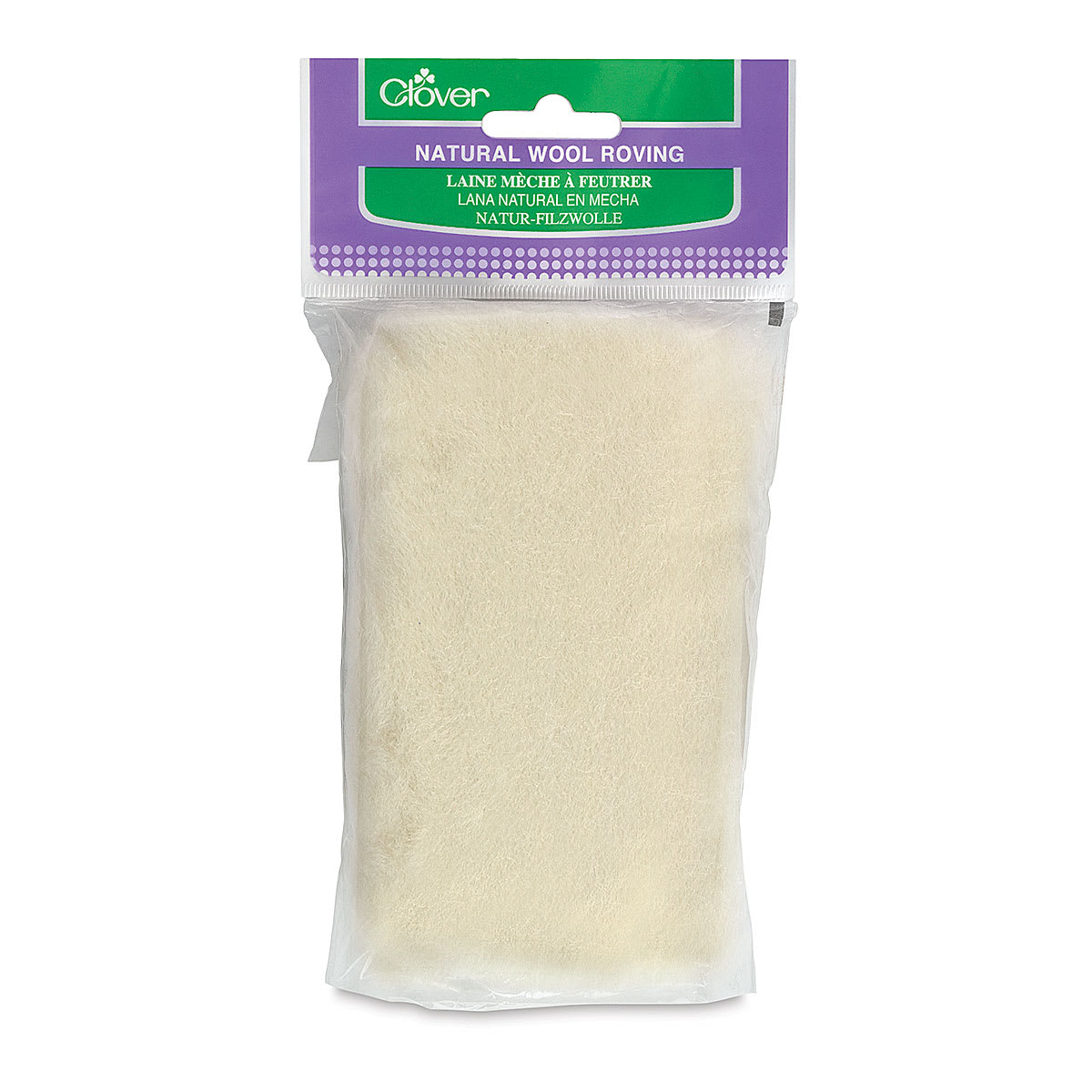 Clover Natural Wool Roving - Front of package of Off White Color Roving