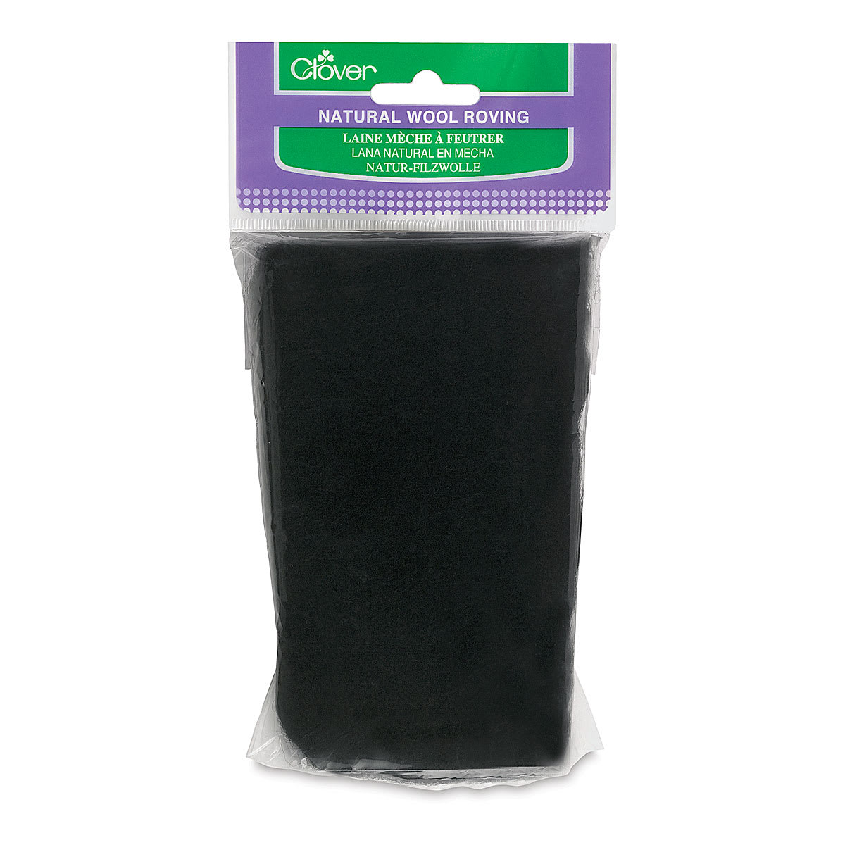 Clover Natural Wool Roving - Front of package of Black Color Roving