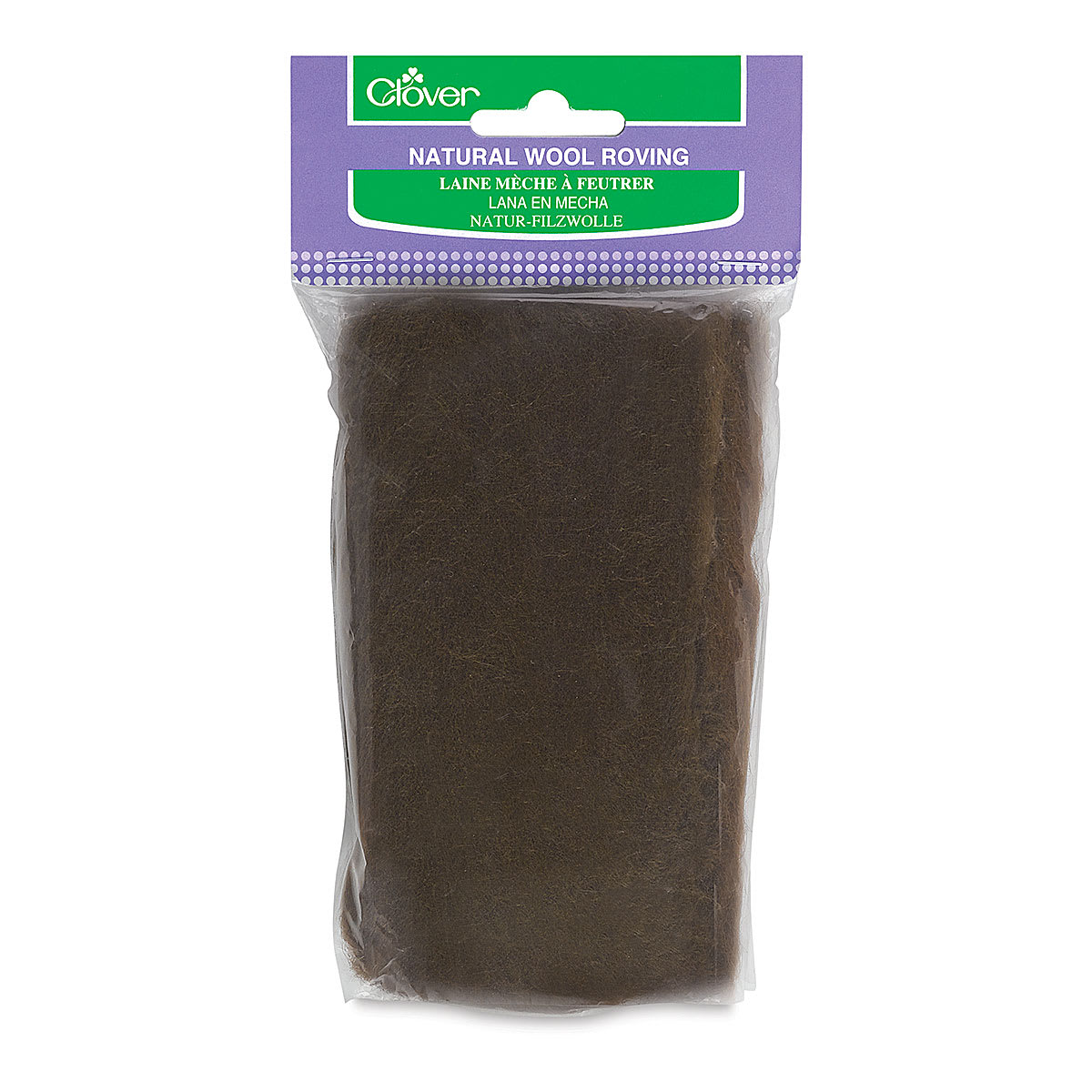 Clover Natural Wool Roving - Front of package of Brown Color Roving