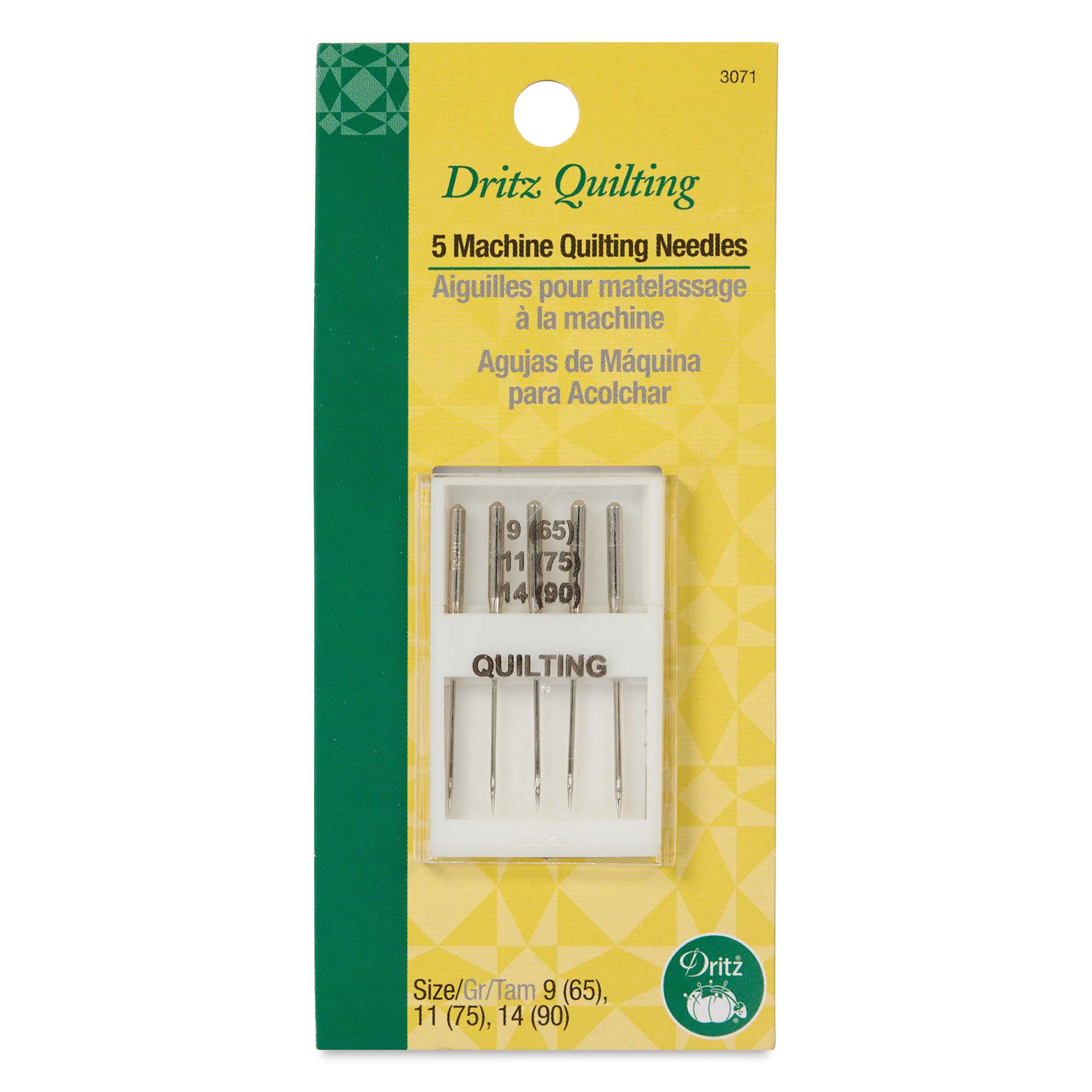 Dritz Machine Quilting Needles - Assorted Sizes, Set of 5 - front of packaging