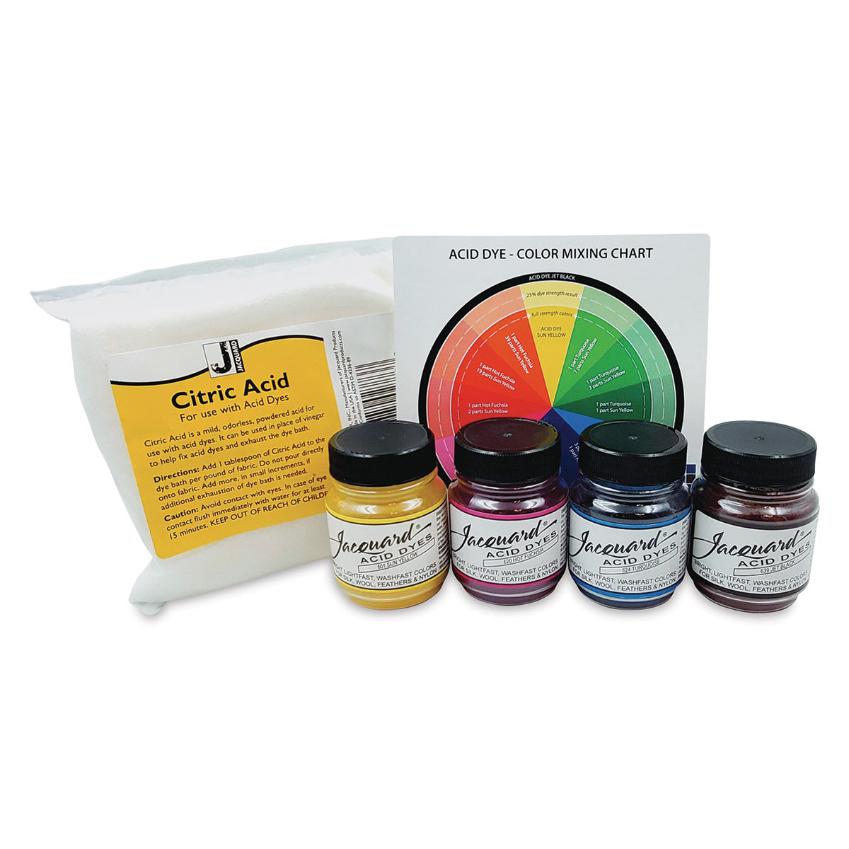 Jacquard Acid Dye Starter Set  - Components of Set shown