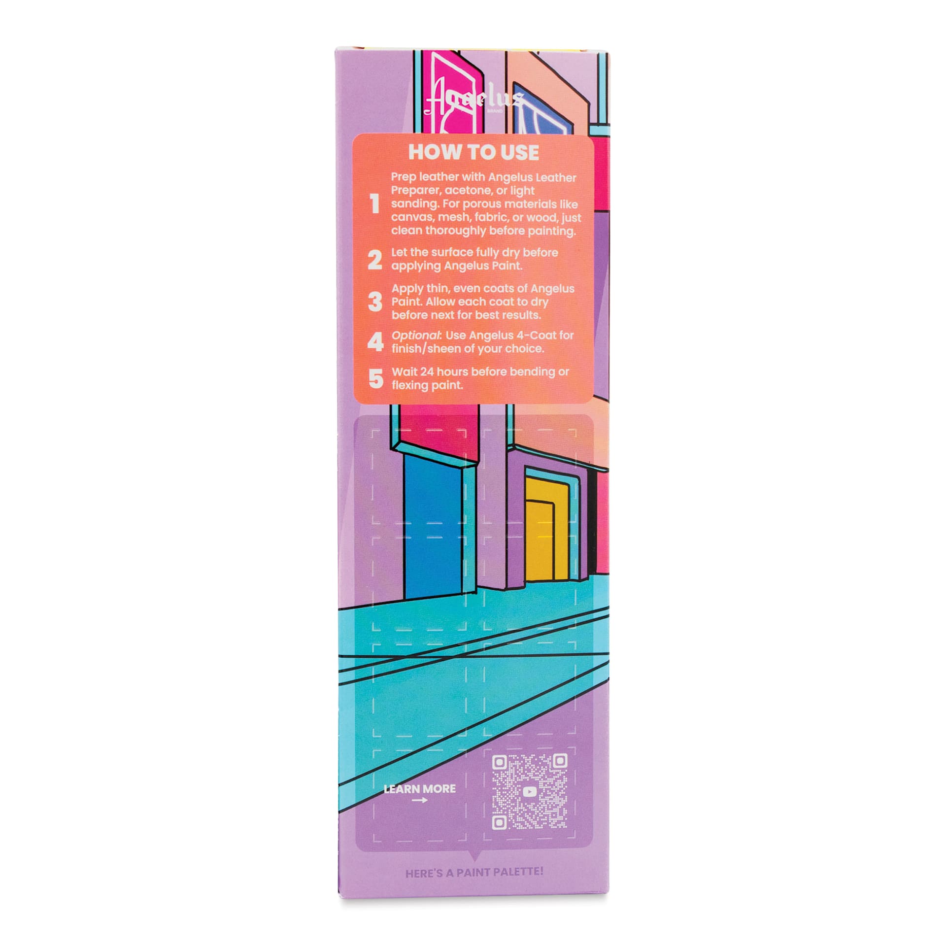 Angelus Acrylic Leather Paints - Pastel Daydream Kit, 1 oz back of packaging