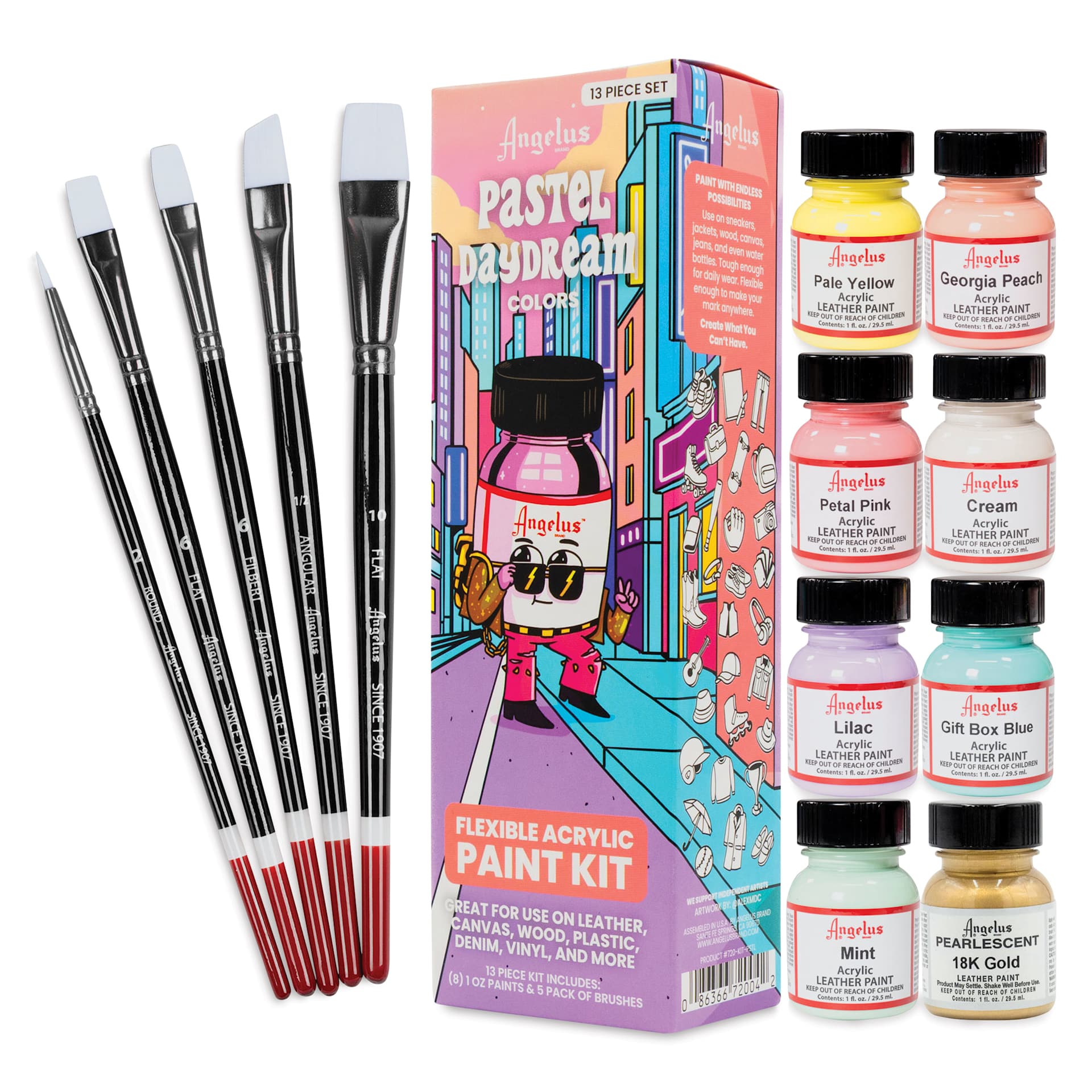 Angelus Acrylic Leather Paints - Pastel Daydream Kit, 1 oz