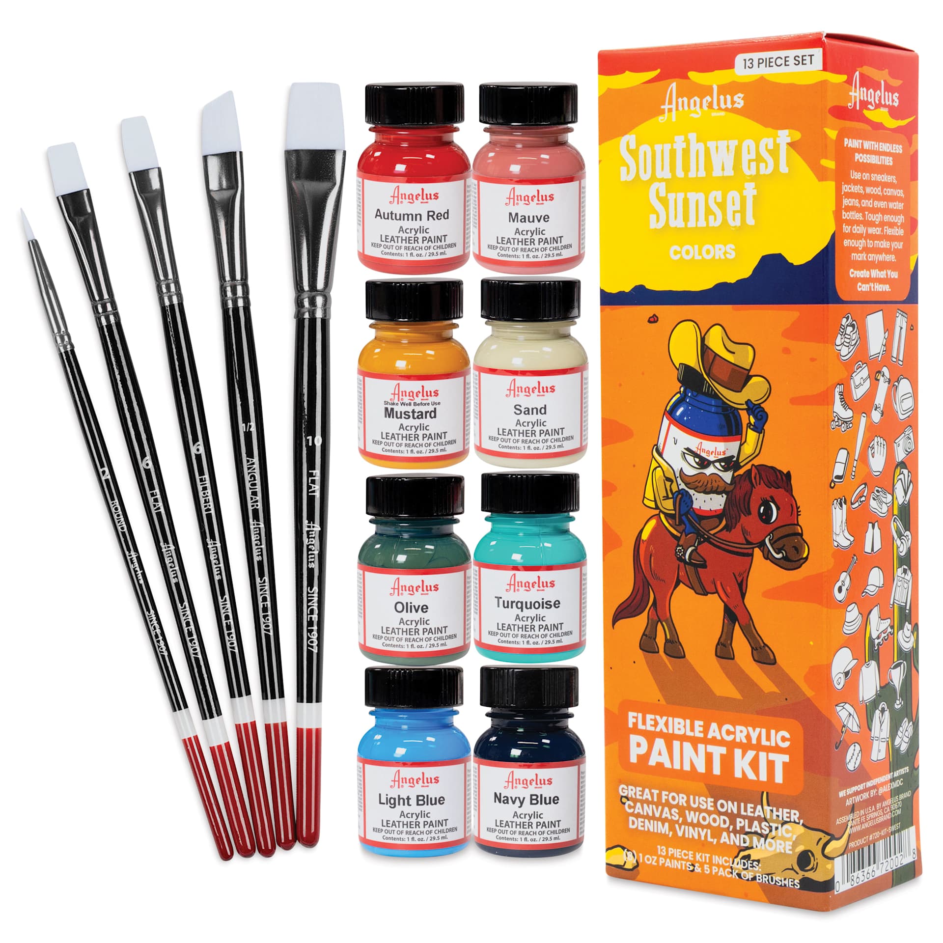 Angelus Acrylic Leather Paints - Southwest Sunset Kit, 1 oz