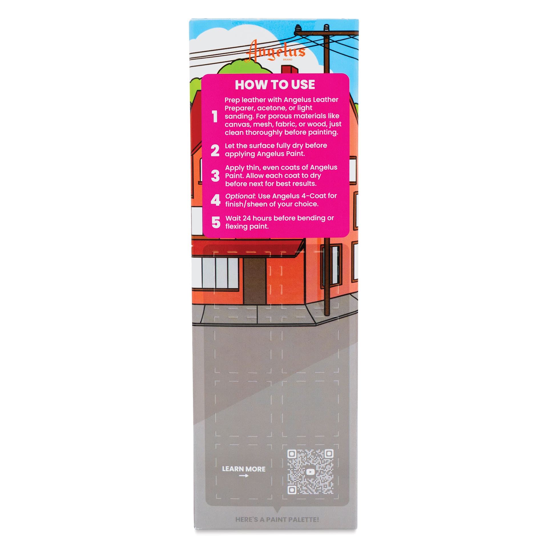 Angelus Acrylic Leather Paints - Y2K Kit, 1 oz back of packaging
