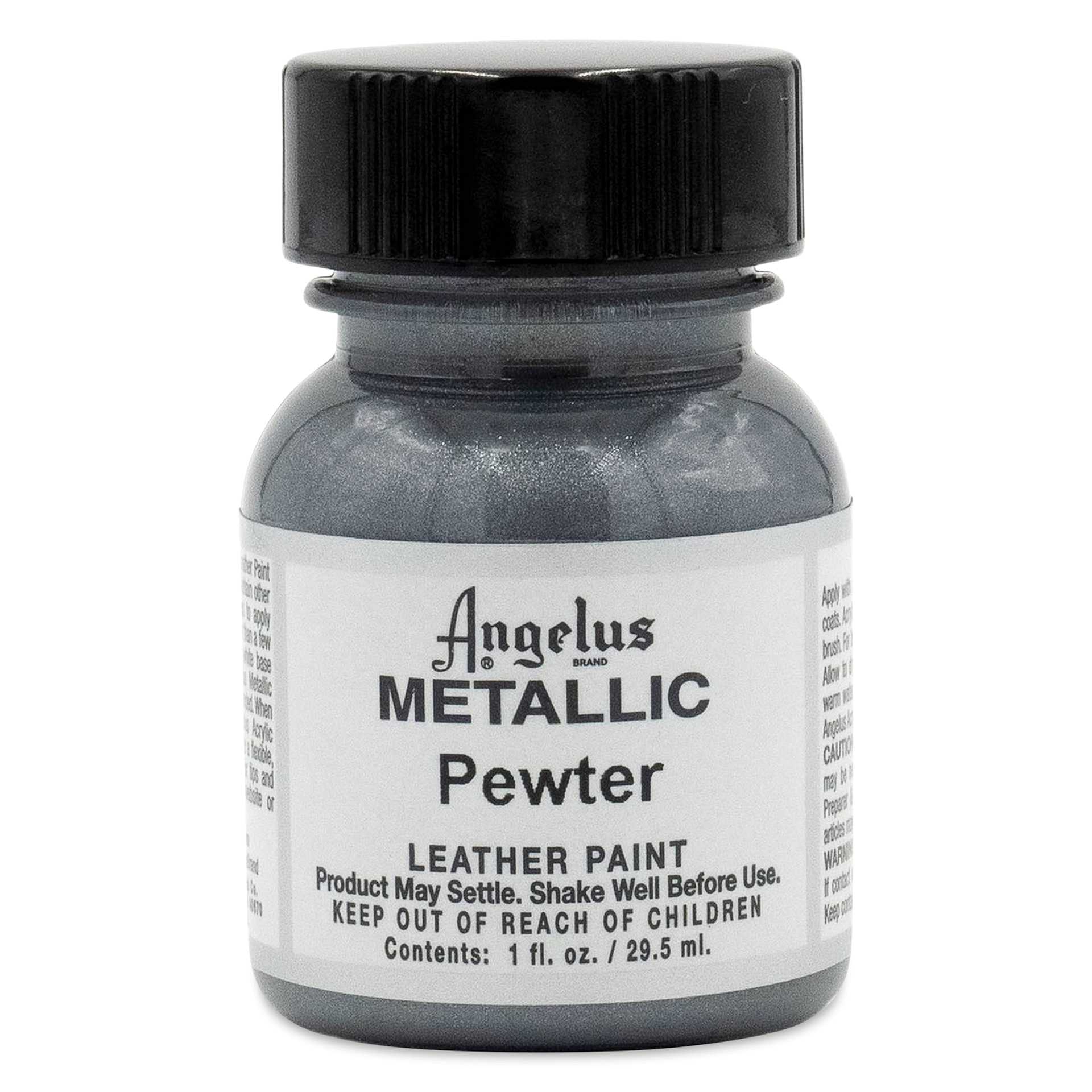 Angelus Acrylic Leather Paint - Pewter, Metallic, 1 oz