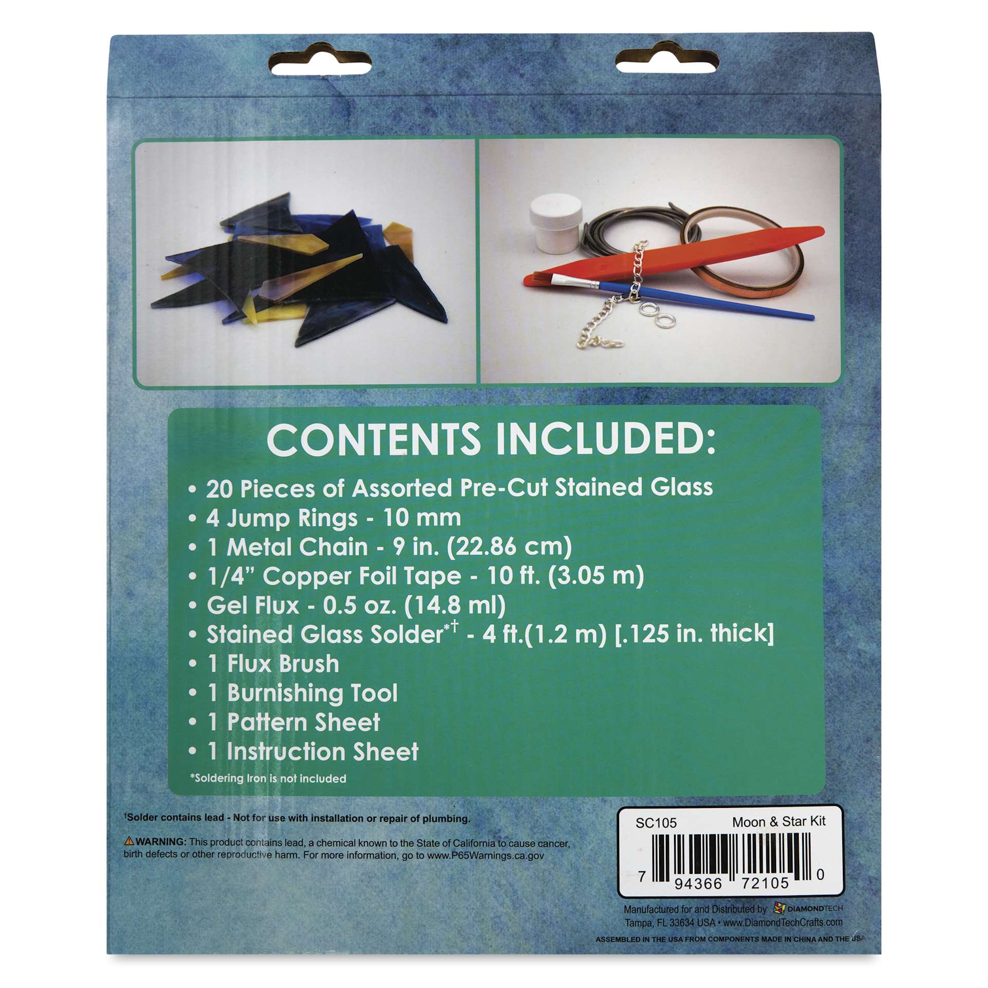 Diamond Tech Stained Glass Kit - Moon & Star - back of packaging