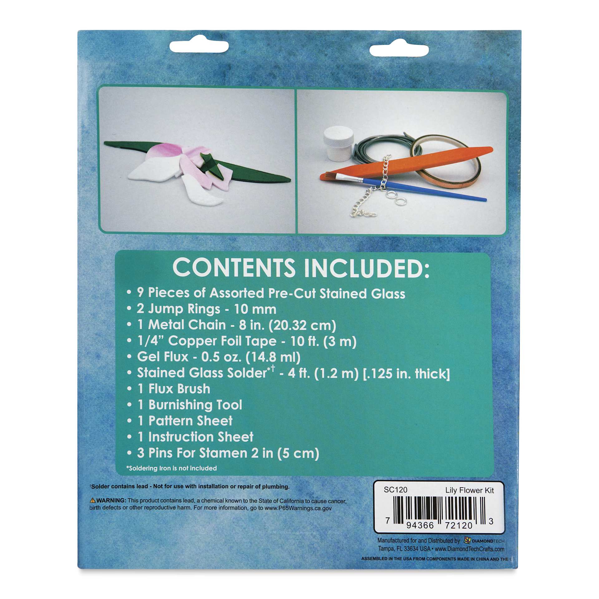 Diamond Tech Stained Glass Kit - Lily Flower - back of packaging
