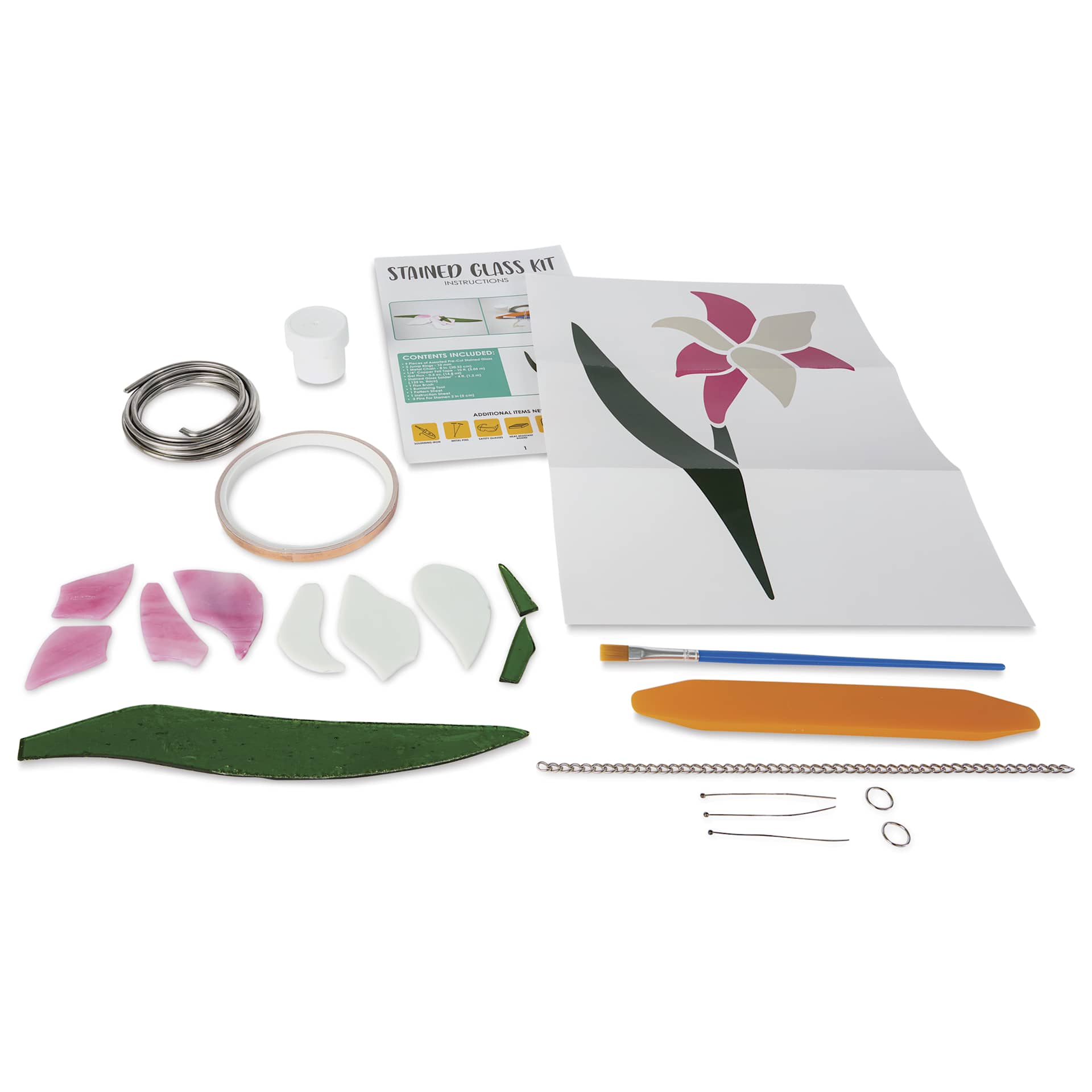 Diamond Tech Stained Glass Kit - Lily Flower - contents