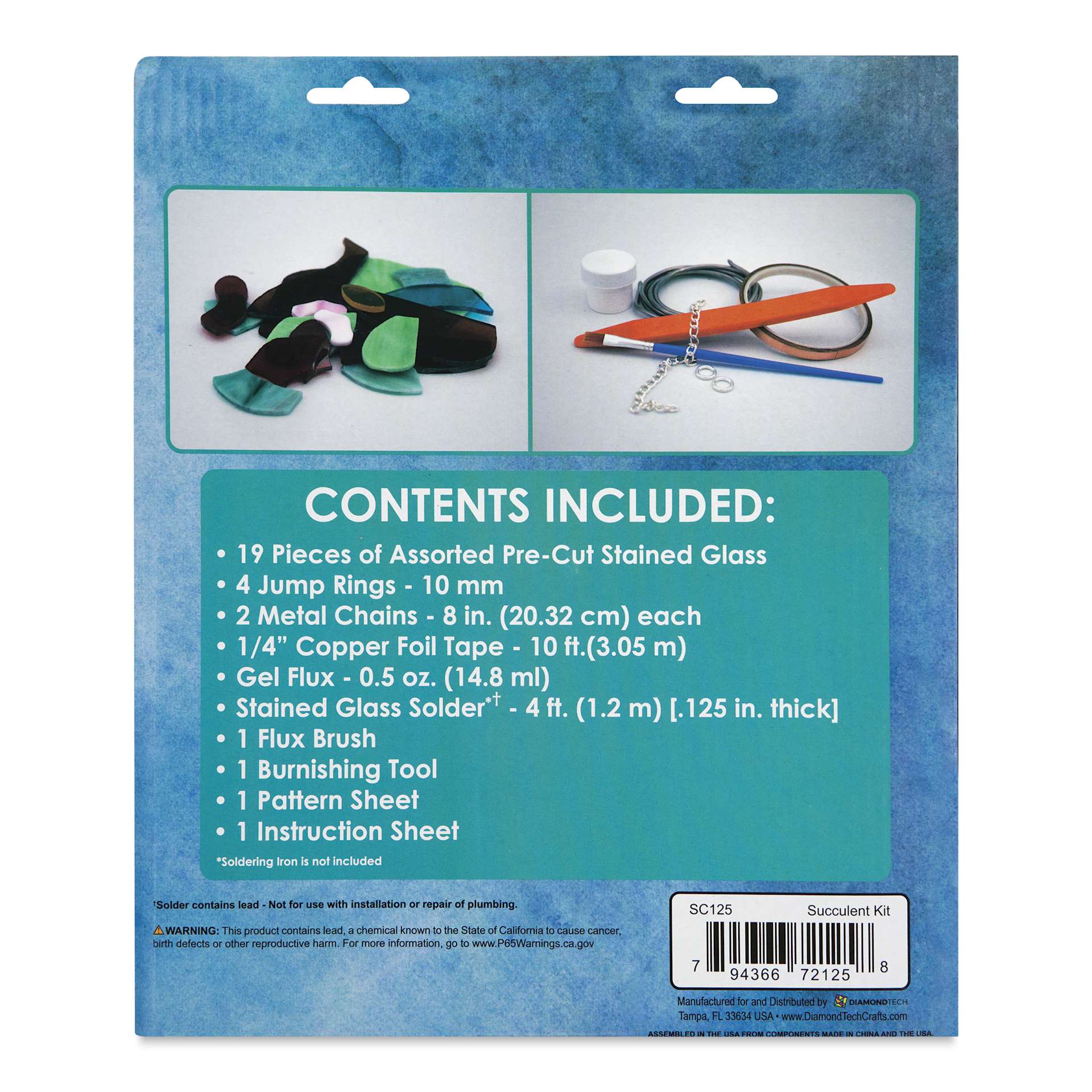 Diamond Tech Stained Glass Kit - Succulent - back of packaging