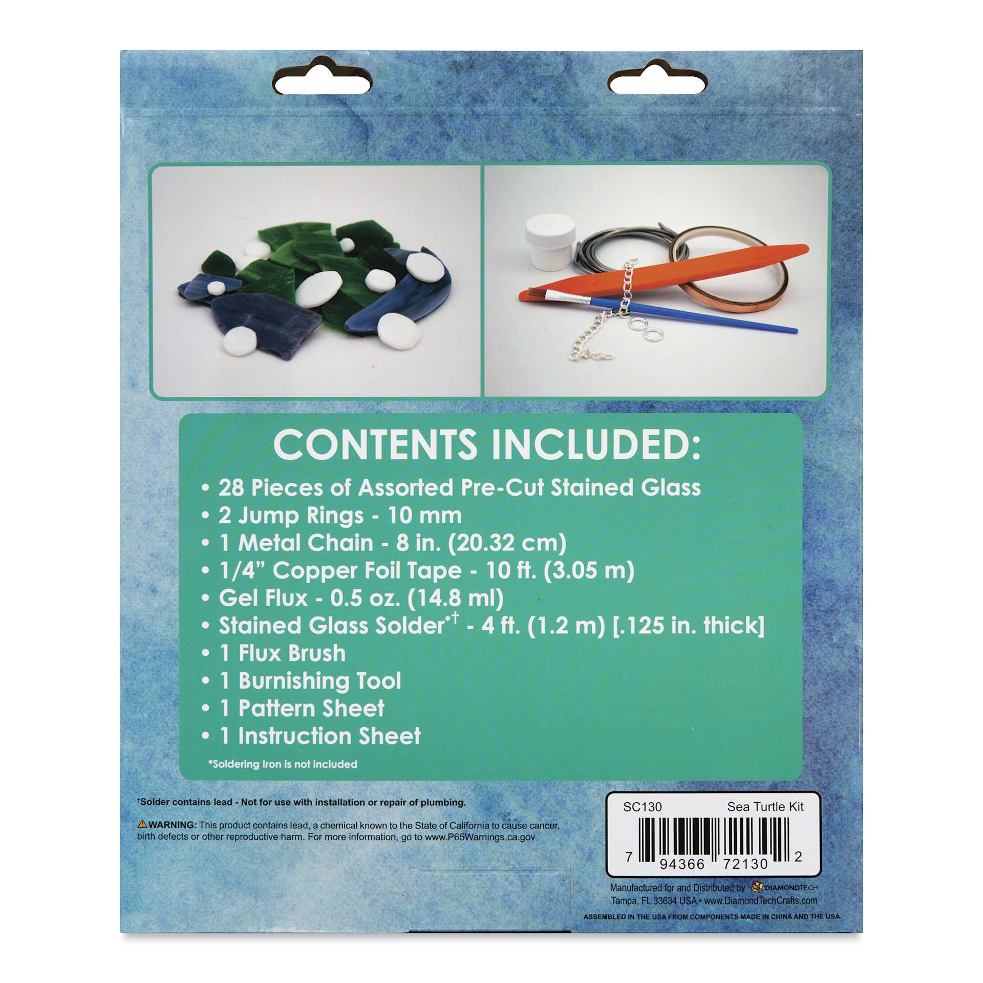 Diamond Tech Stained Glass Kit - Sea Turtle - back of packaging