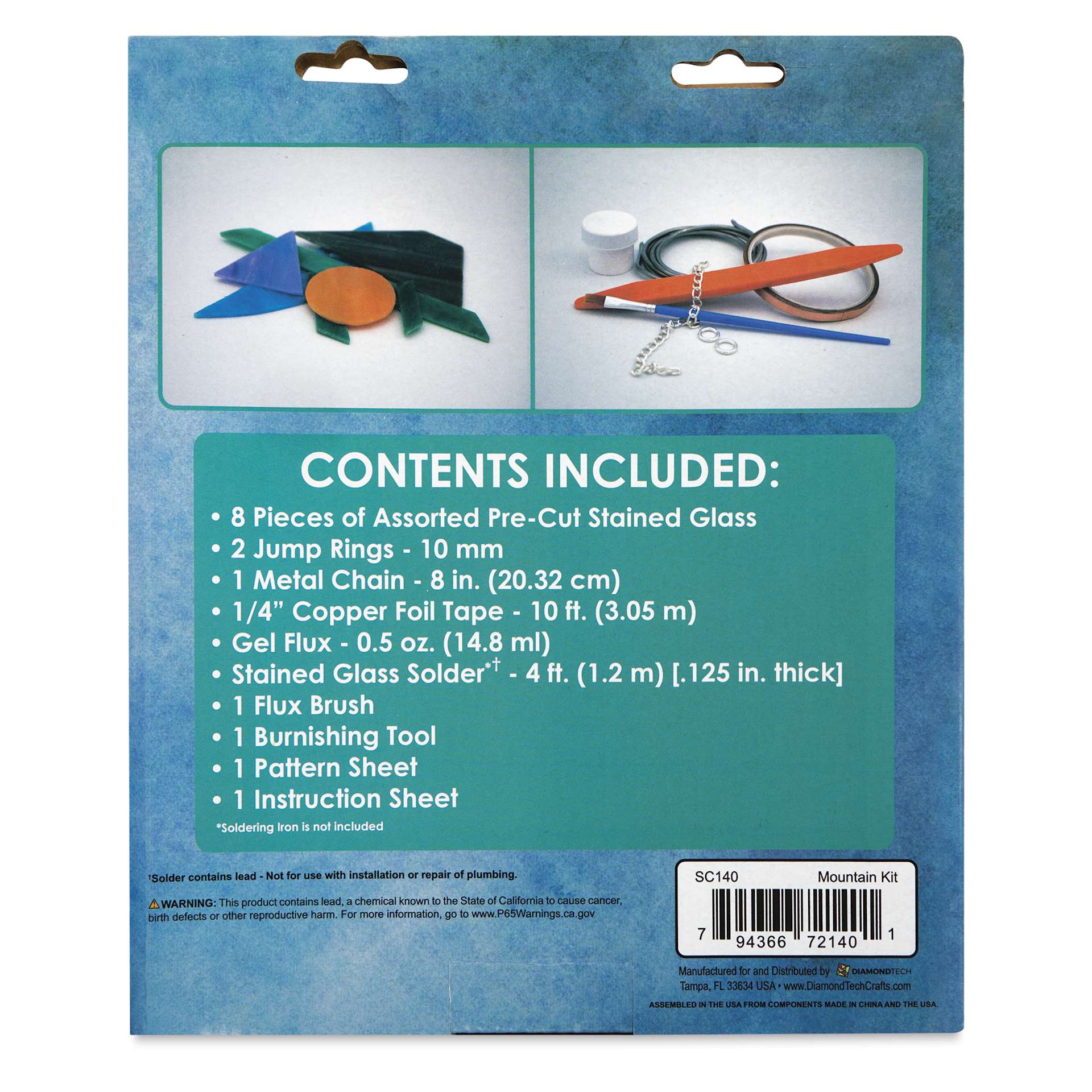 Diamond Tech Stained Glass Kit - Mountain - back of packaging