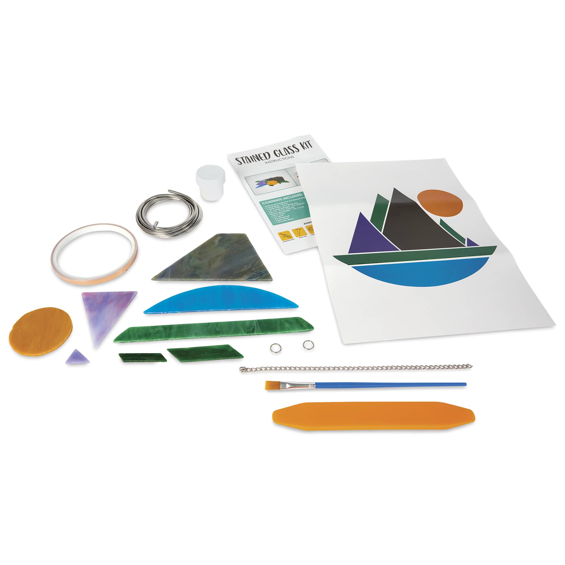 Diamond Tech Stained Glass Kit - Mountain - contents