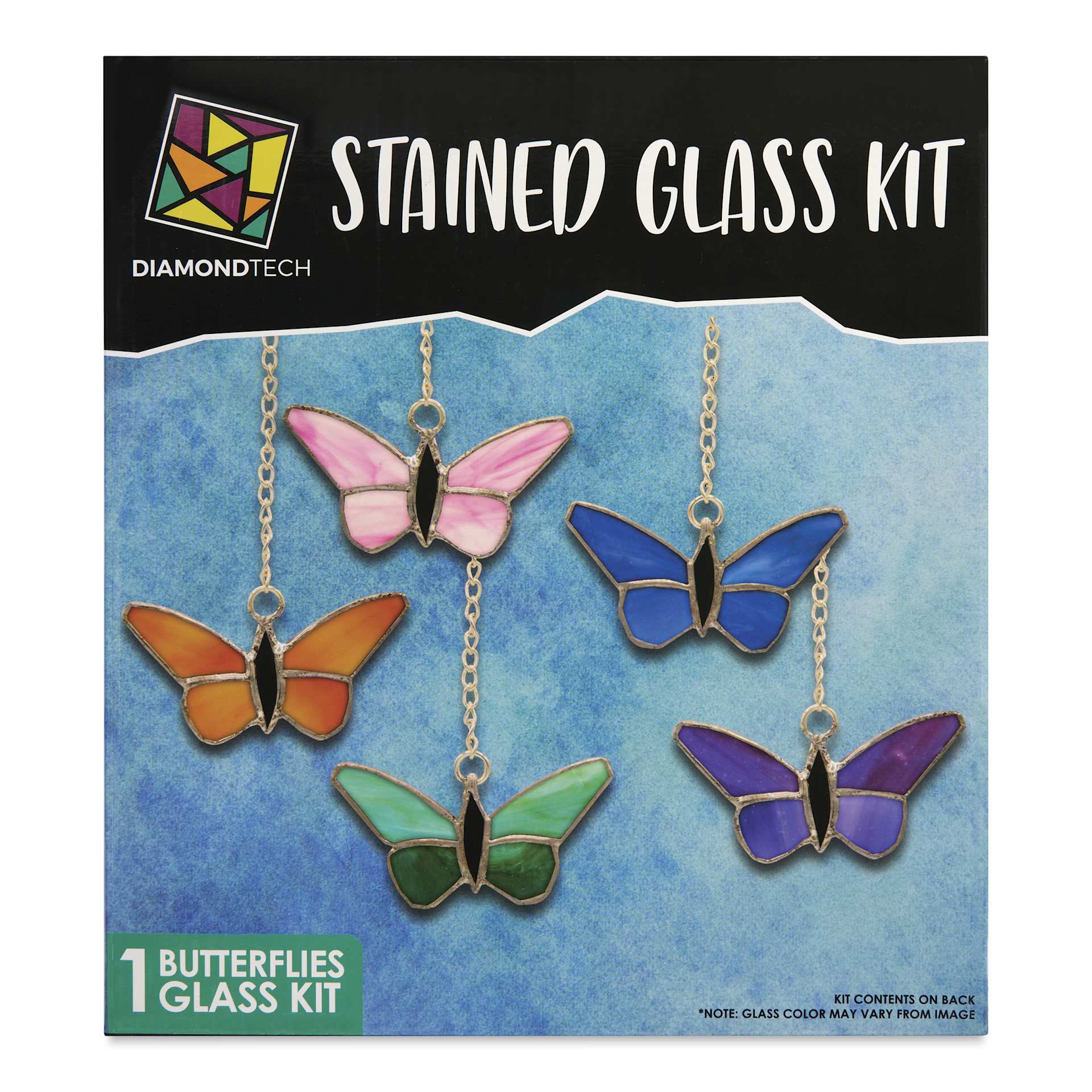 Diamond Tech Stained Glass Kit - Butterflies, Set of 5 - front of packaging