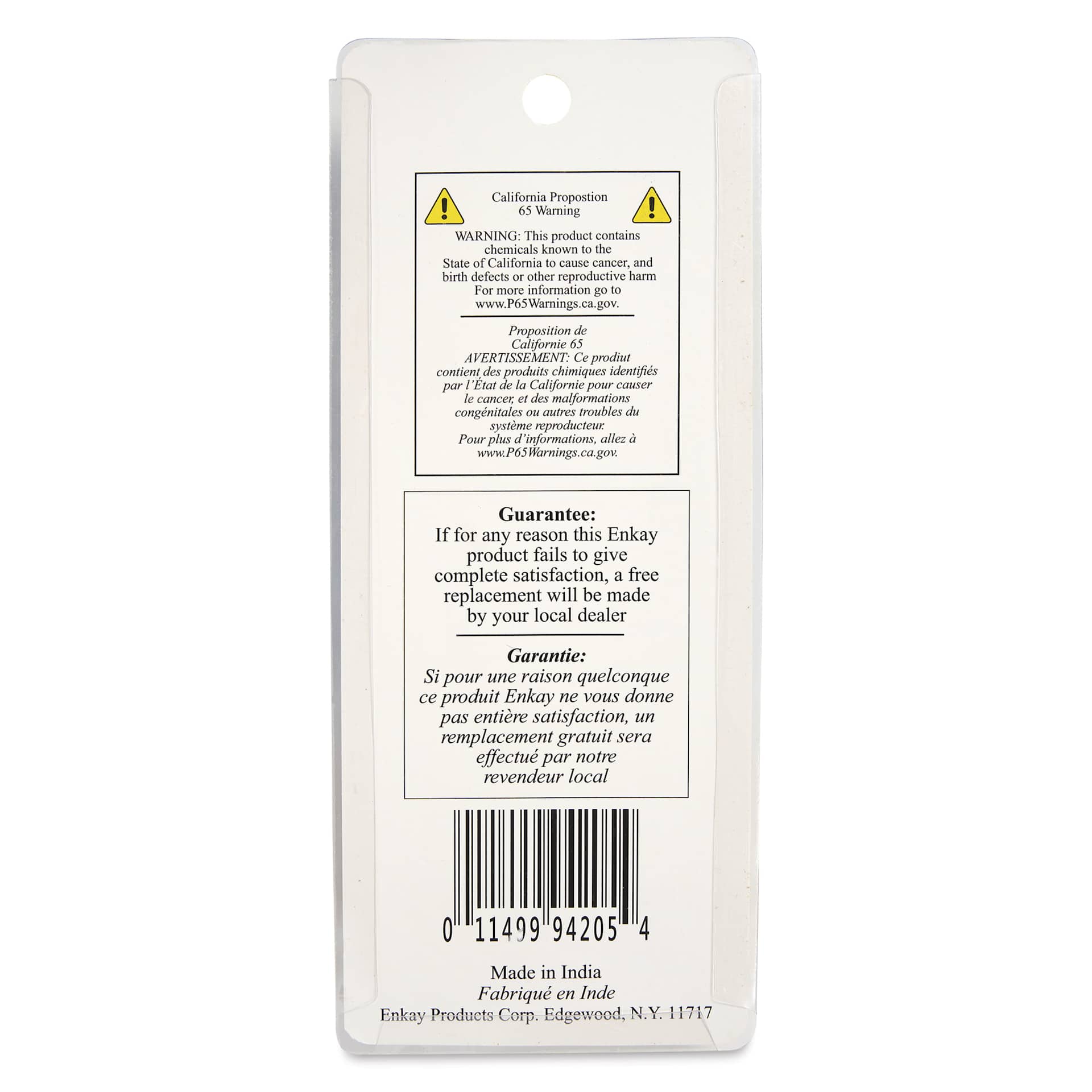 Enkay Flush Cut Pliers - 6" - back of packaging