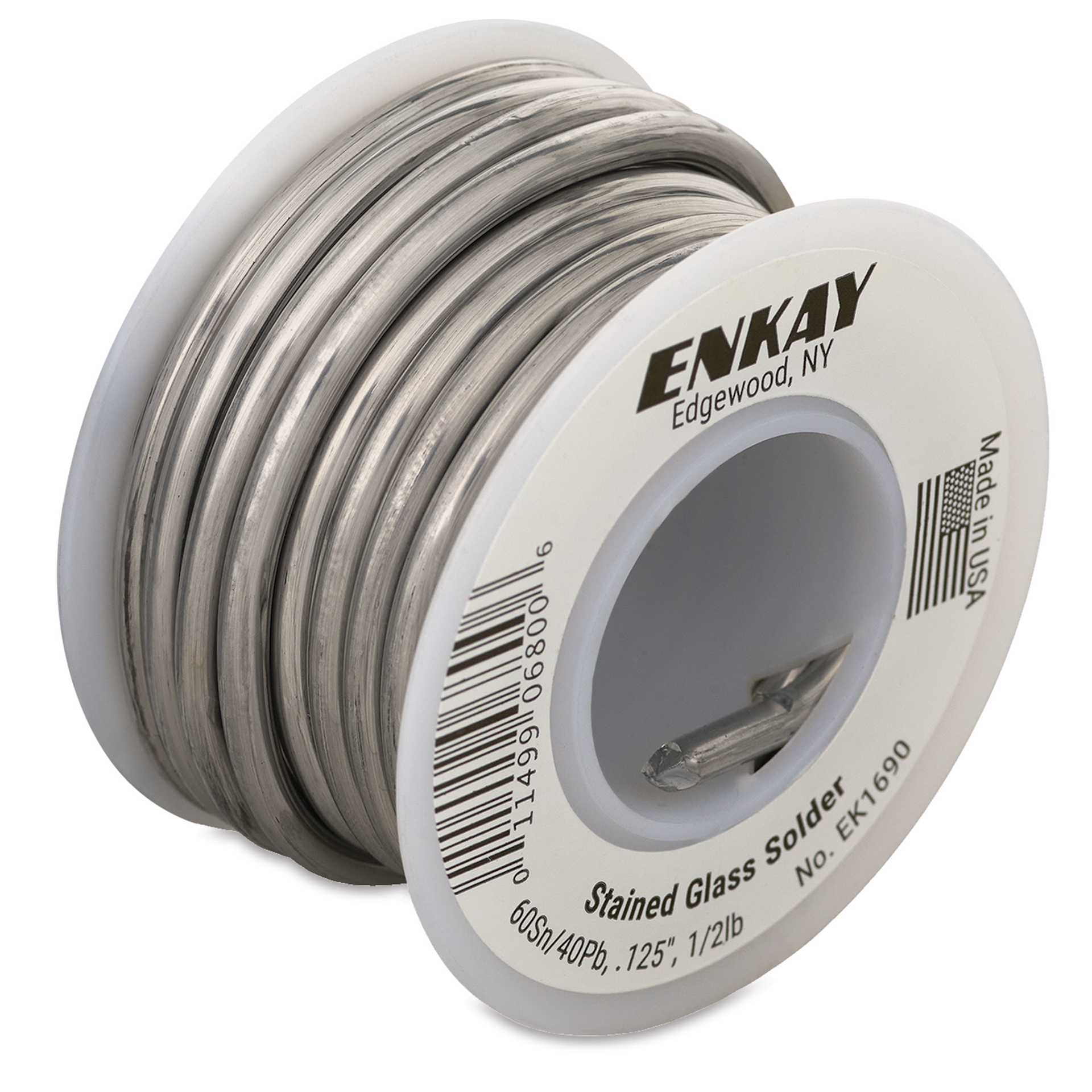Enkay Stained Glass Solder - 1/2 lb, 1/8" Spool angled view