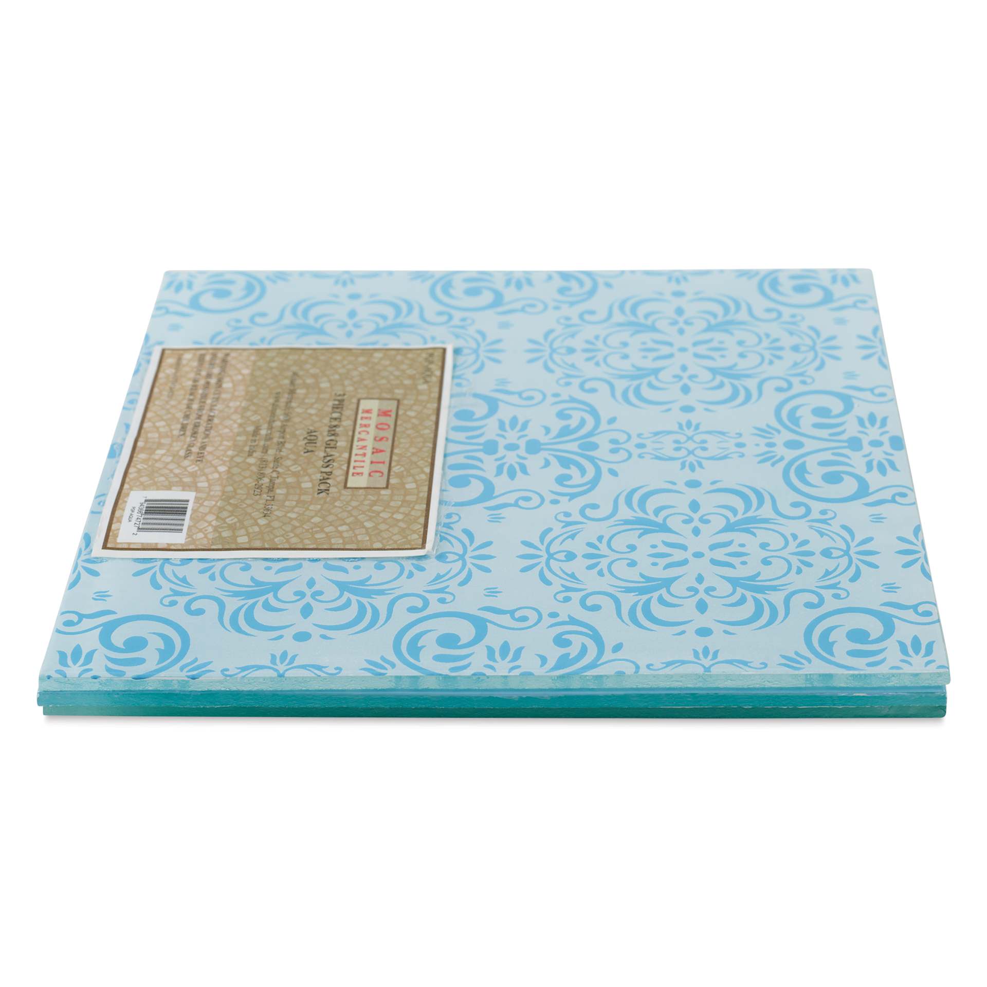Mosaic Mercantile Opalescent Glass Pack - Aqua, 8" x 8", Pkg of 3