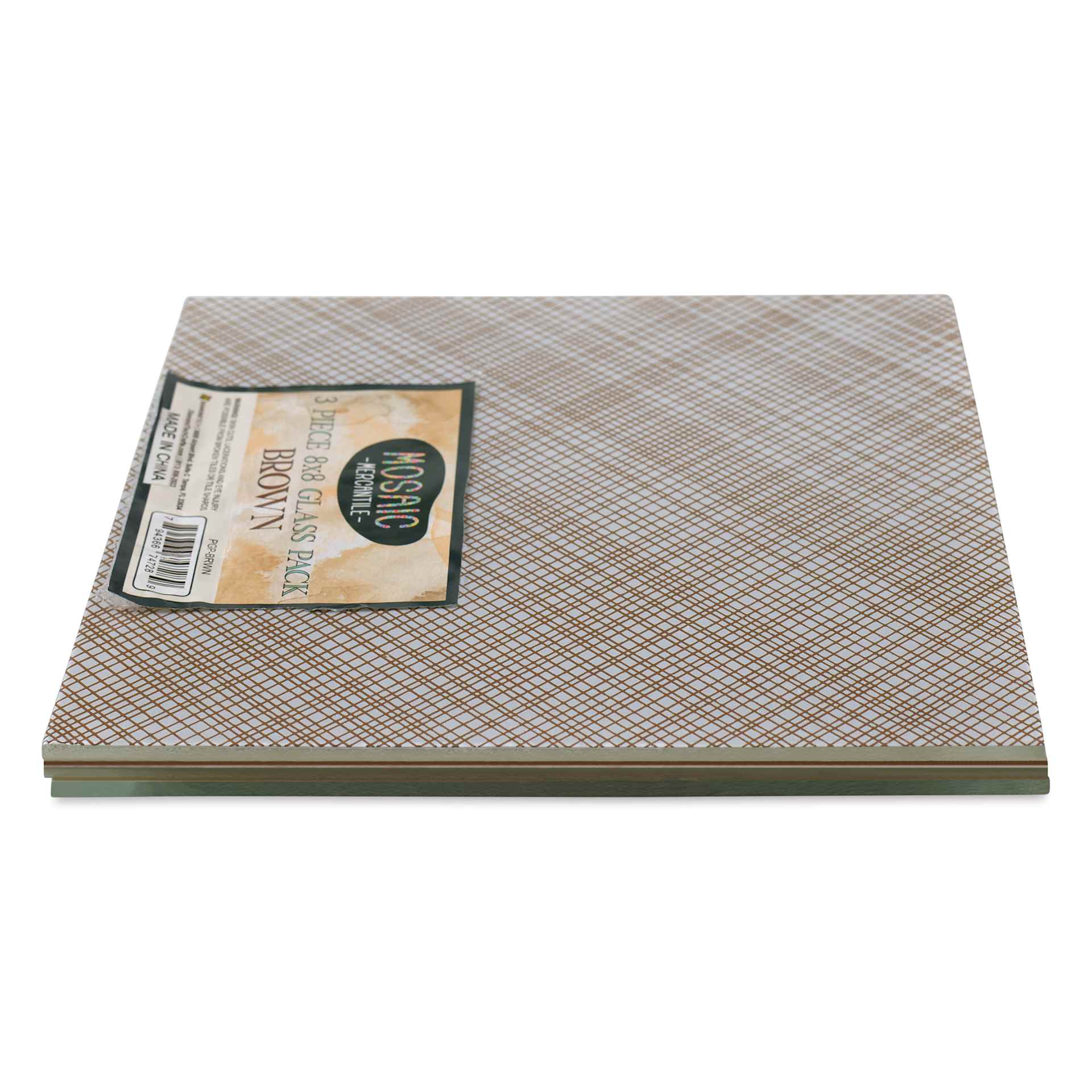 Mosaic Mercantile Opalescent Glass Pack - Brown, 8" x 8", Pkg of 3