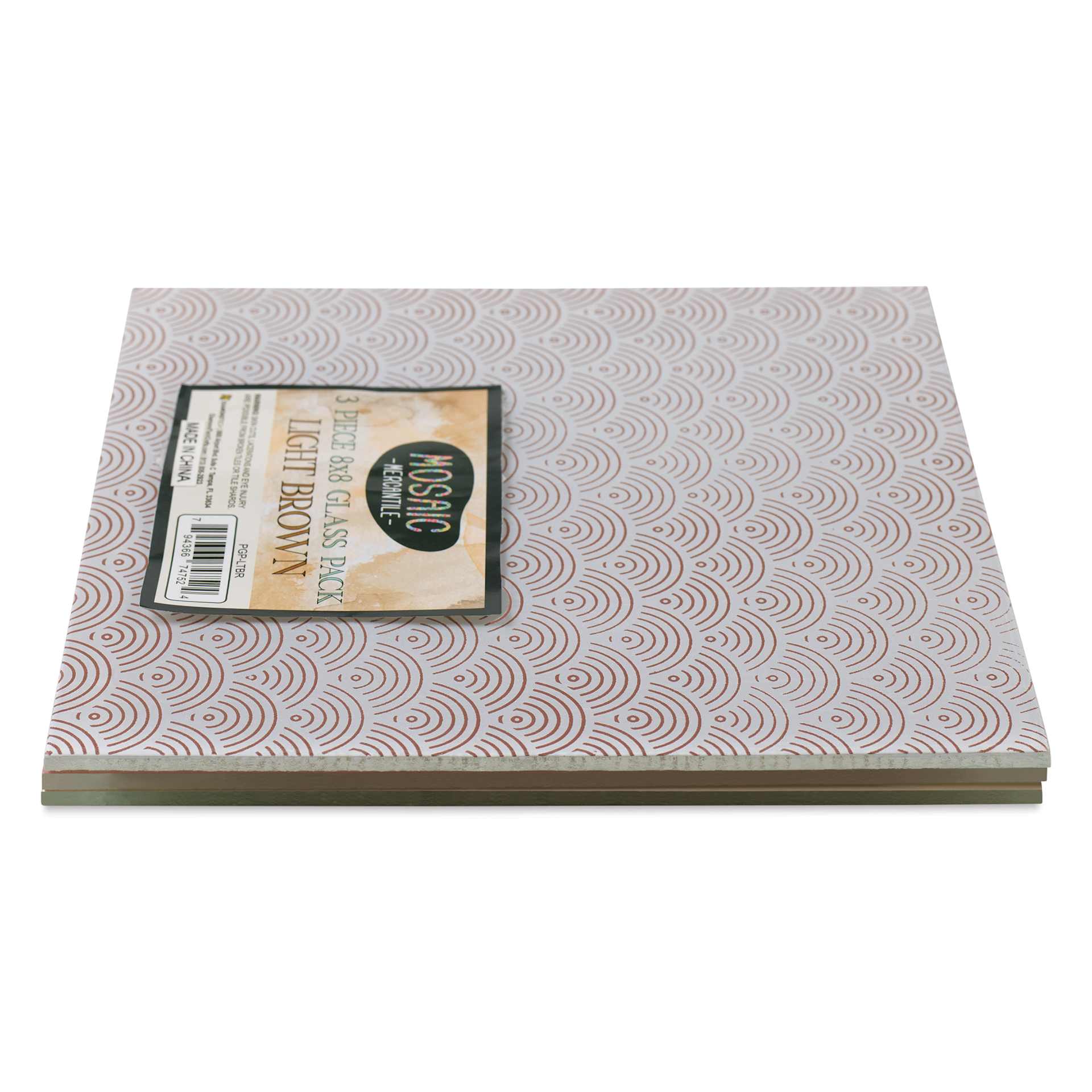 Mosaic Mercantile Opalescent Glass Pack - Light Brown, 8" x 8", Pkg of 3