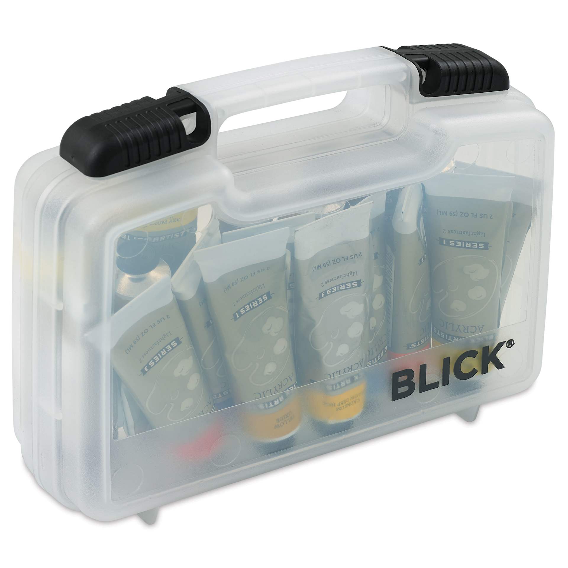Blick Quick View Carrying Case - Small, filled with art supplies, supplies not included