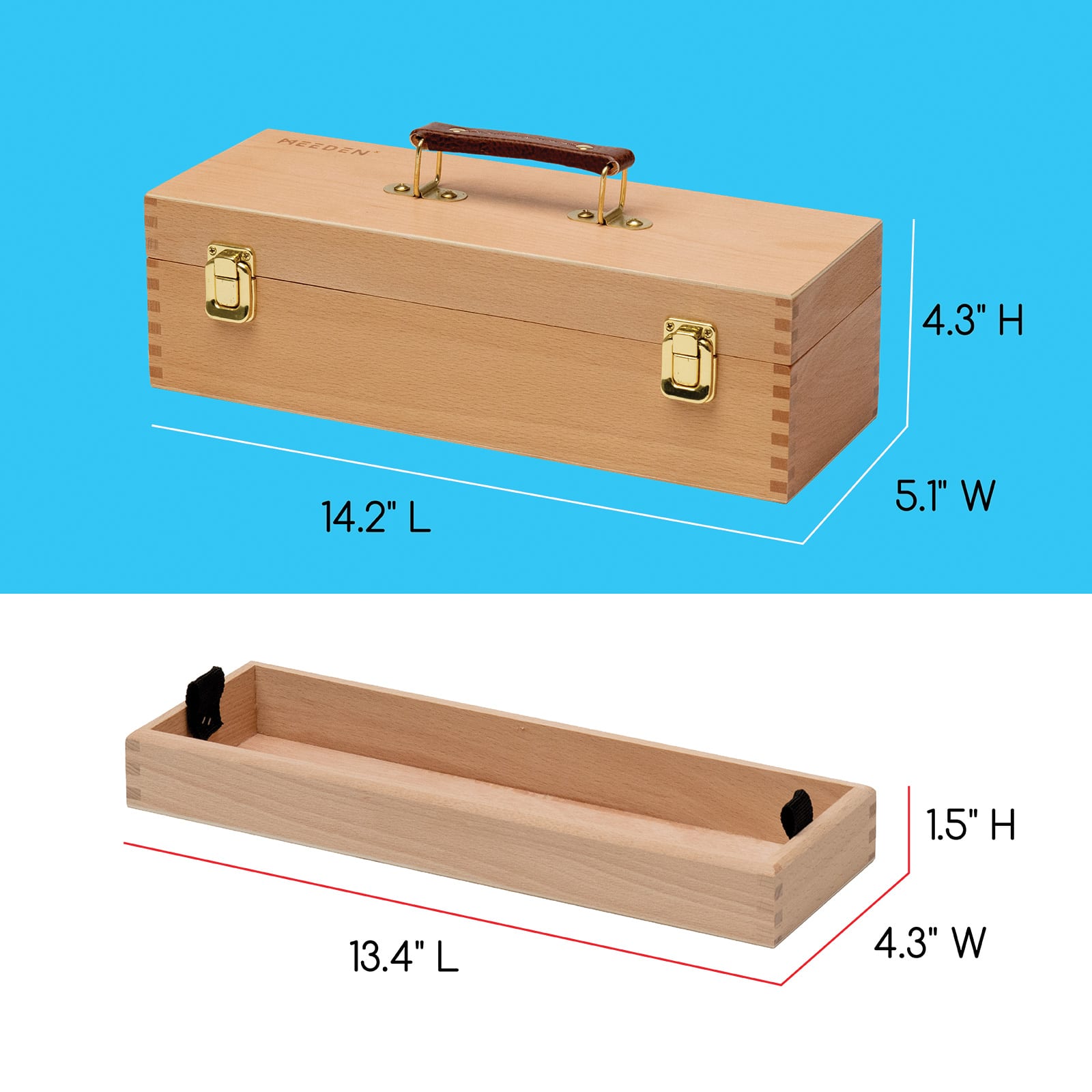 Meeden Artist Storage Box - Medium Box, box and try dimensions