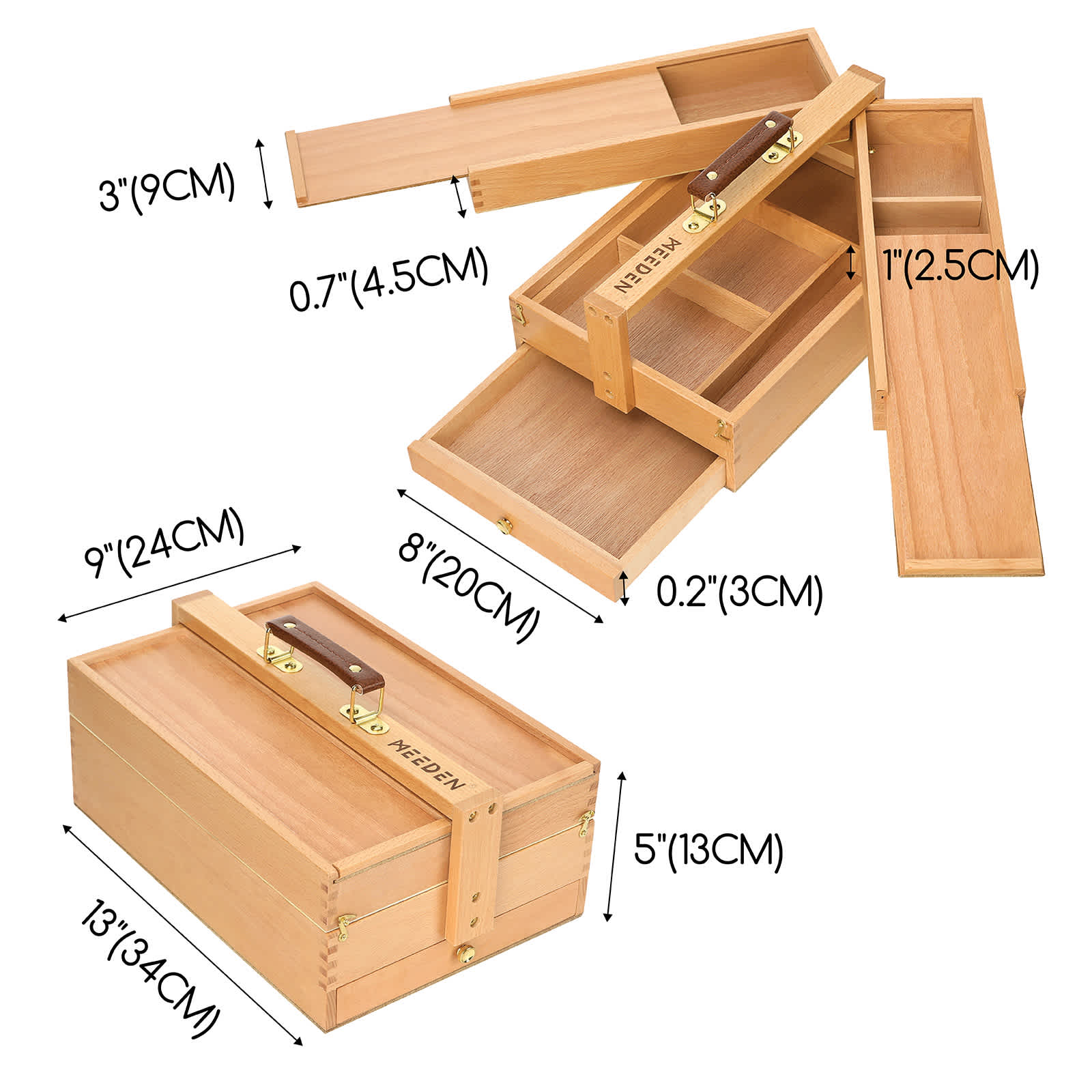 Meeden 3-level Artist Storage Box dimensions
