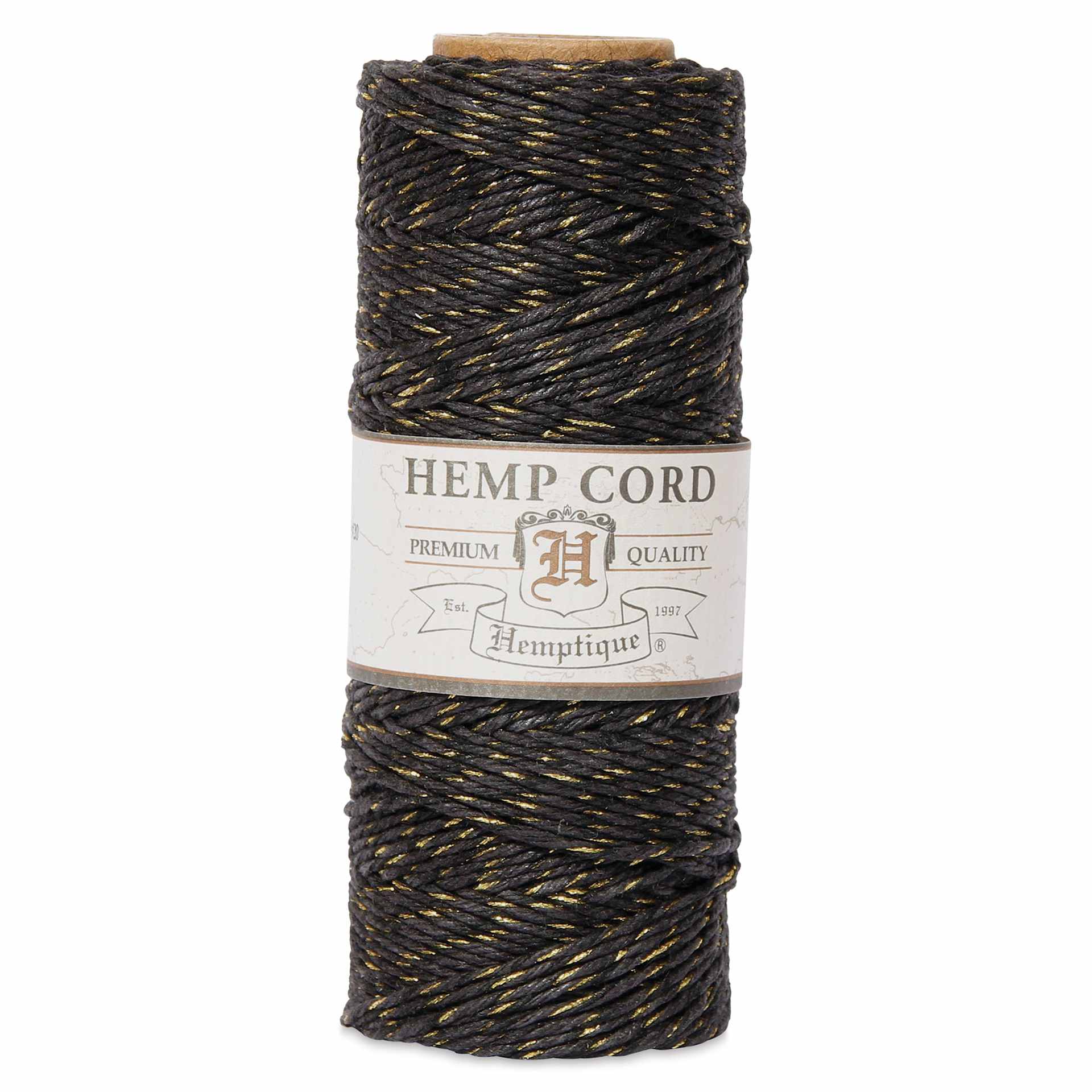 Hemptique Hemp Cord Spool - Black & Gold, 1 mm x 205 ft