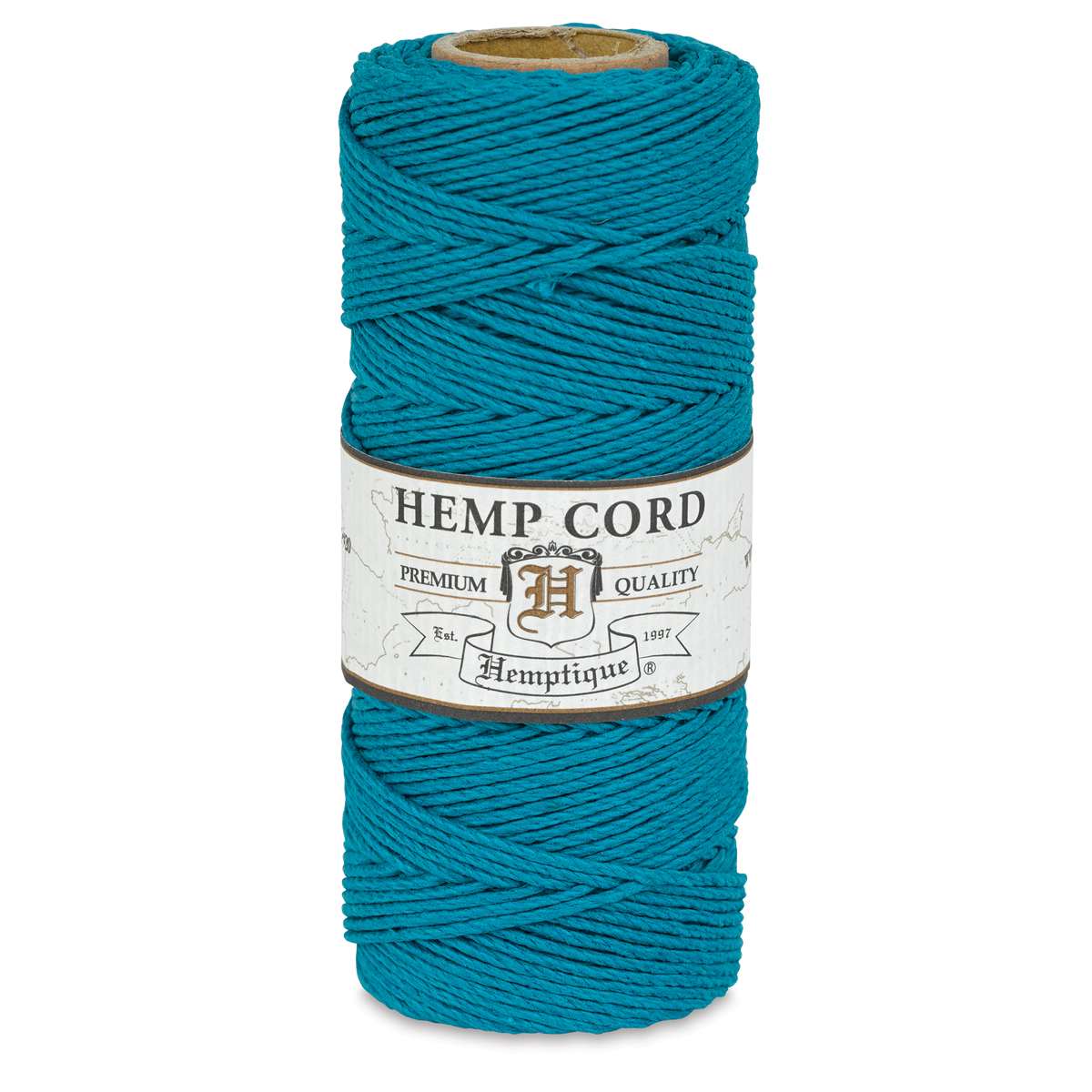 Hemptique Hemp Cord Spools - Front of single Turquoise spool of Hemp cord