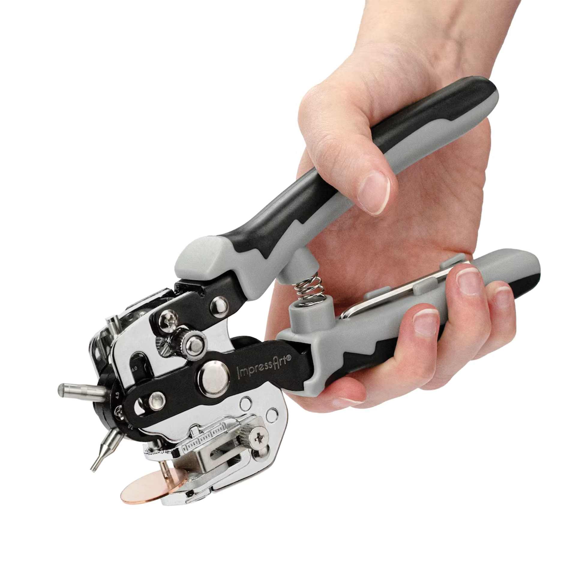 ImpressArt 6 in 1 Metal Hole Punch being held