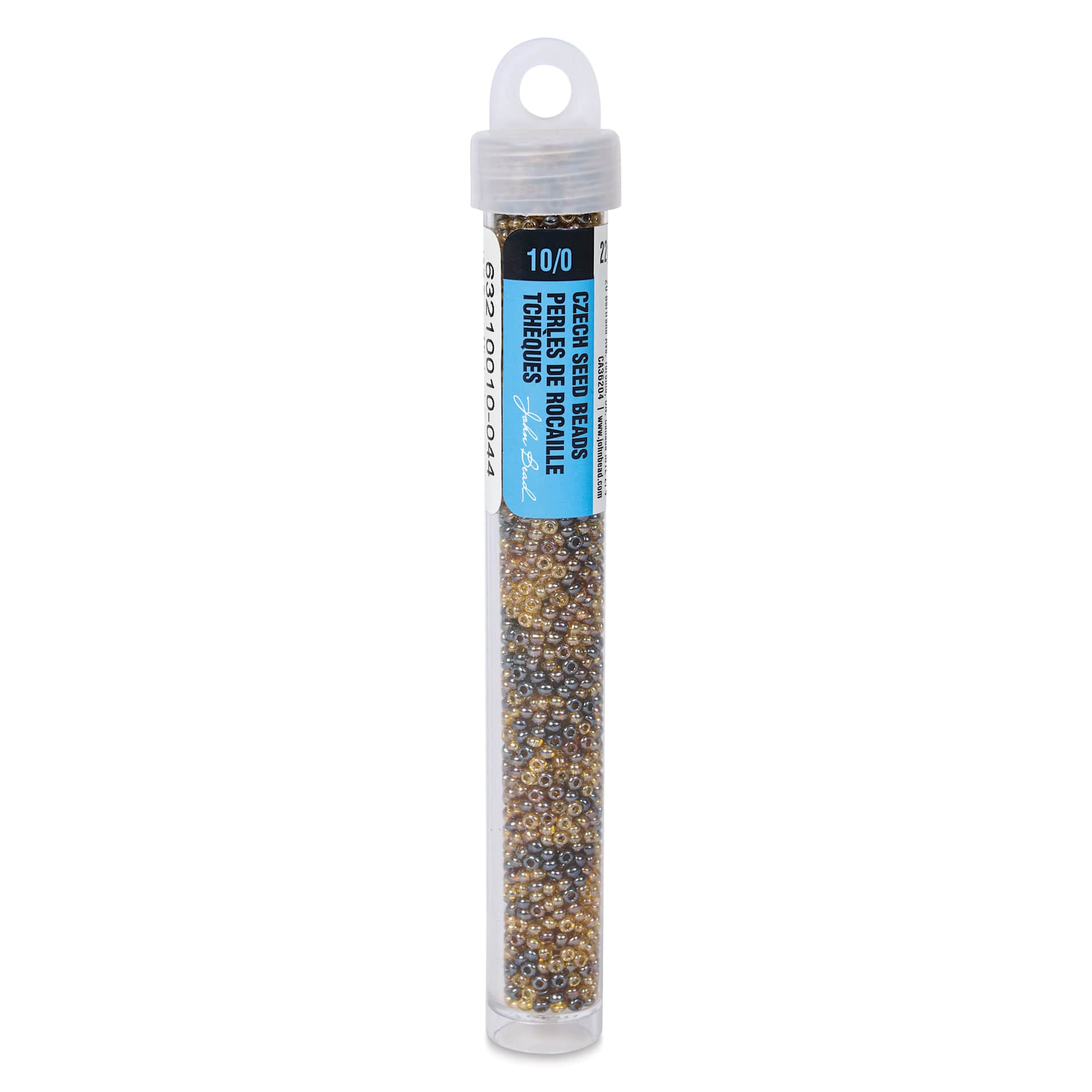 John Bead Czech Glass Seed Beads - Topaz, Luster Mix, 10/0, 22 g Vial