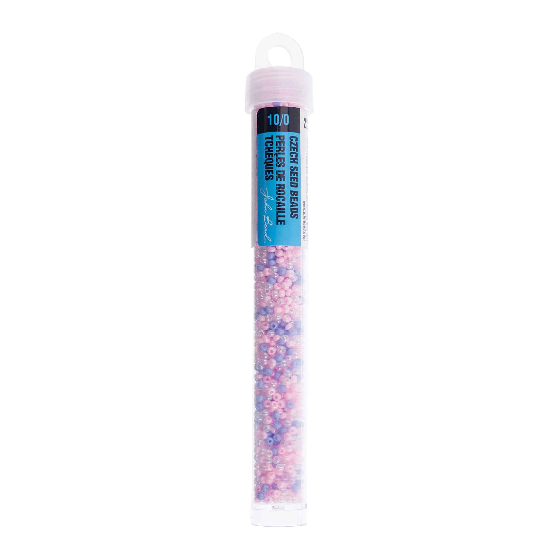 John Bead Czech Glass Seed Beads - Cotton Candy Mix, 10/0, 22 g Vial