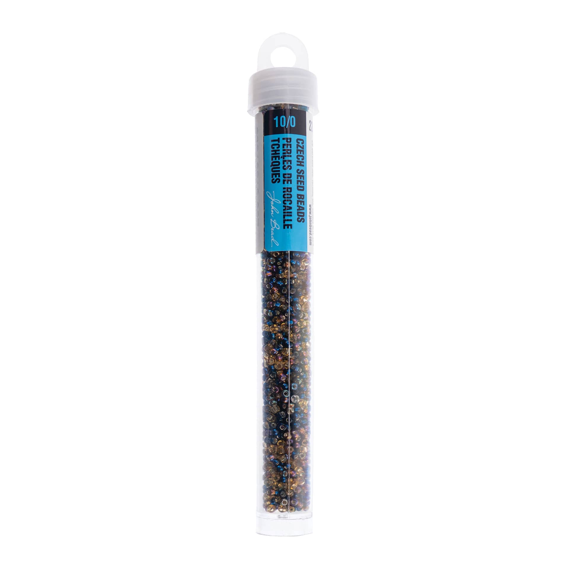 John Bead Czech Glass Seed Beads - Midnight Gold Mix, 10/0, 22 g Vial