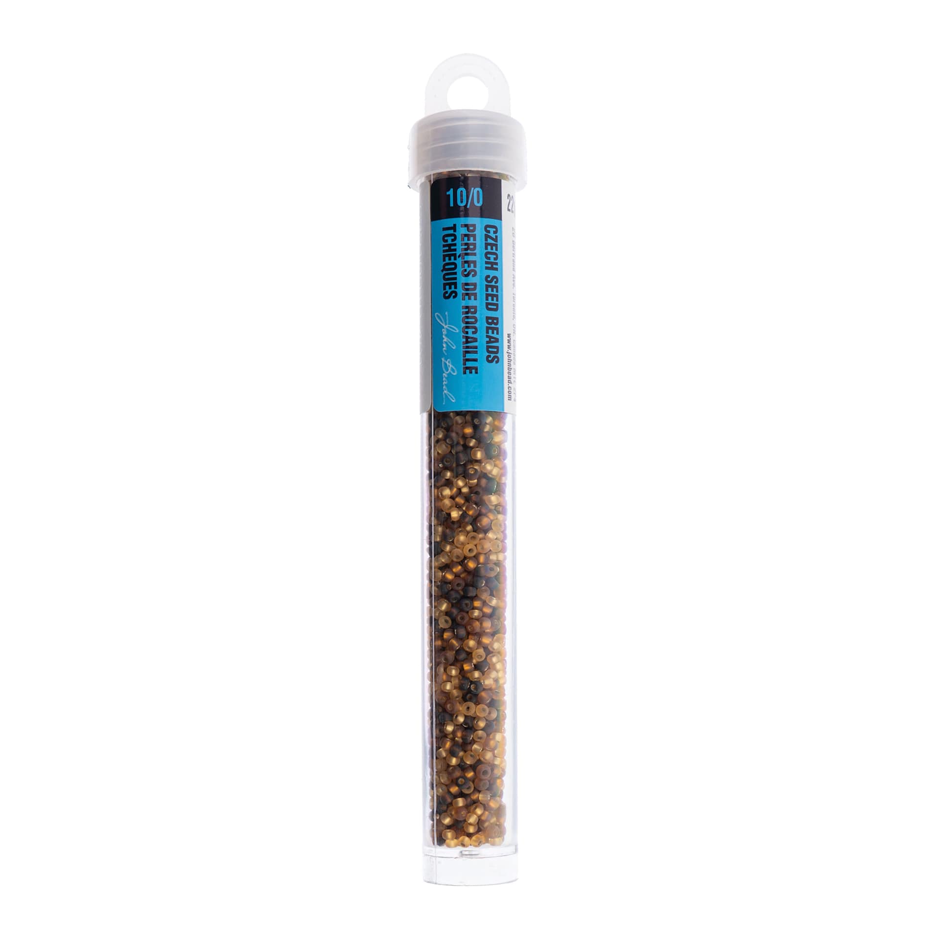 John Bead Czech Glass Seed Beads - Caramel Latte Mix, 10/0, 22 g Vial