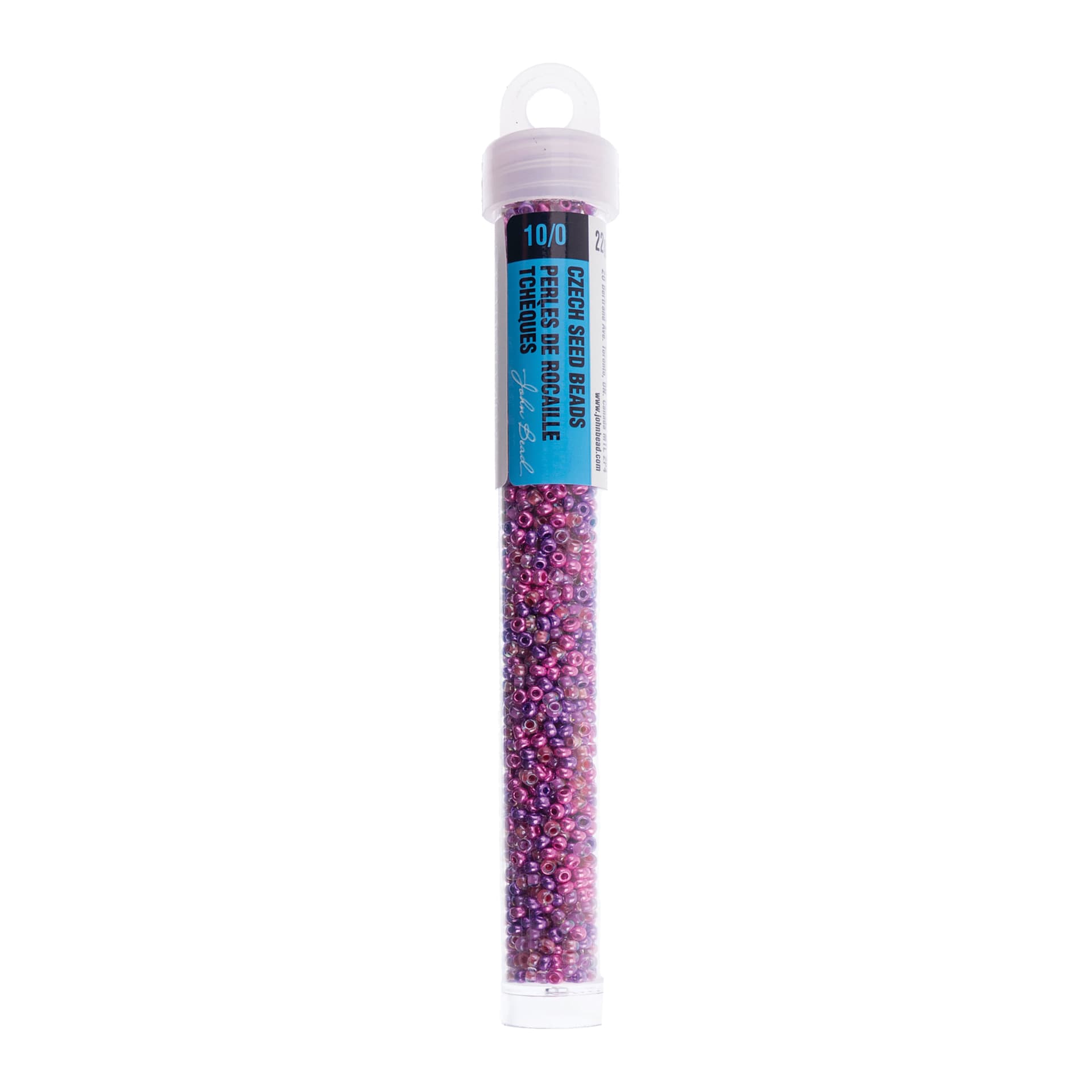 John Bead Czech Glass Seed Beads - Berry Sorbet Mix, 10/0, 22 g Vial