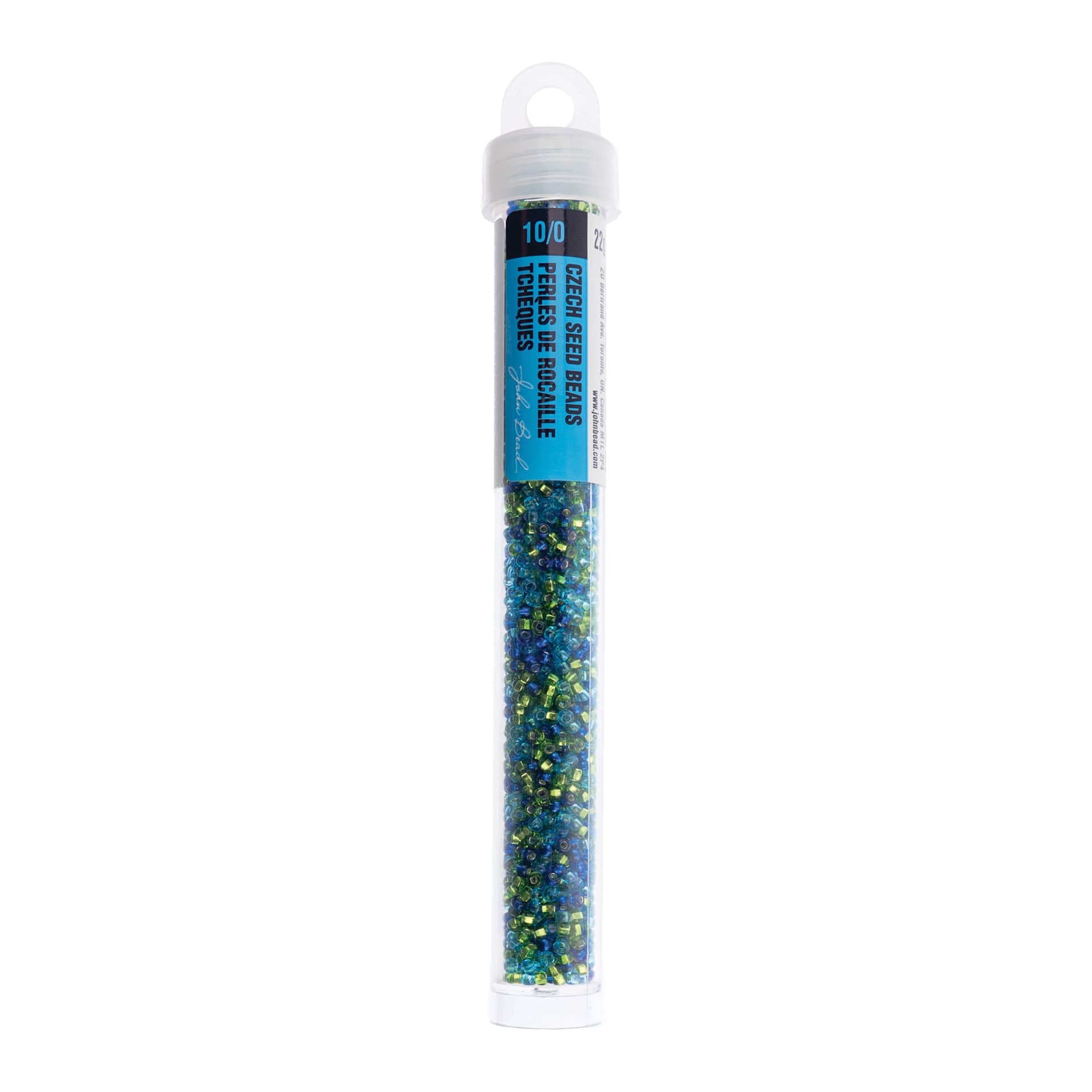 John Bead Czech Glass Seed Beads - Citrus Lagoon Mix, 10/0, 22 g Vial