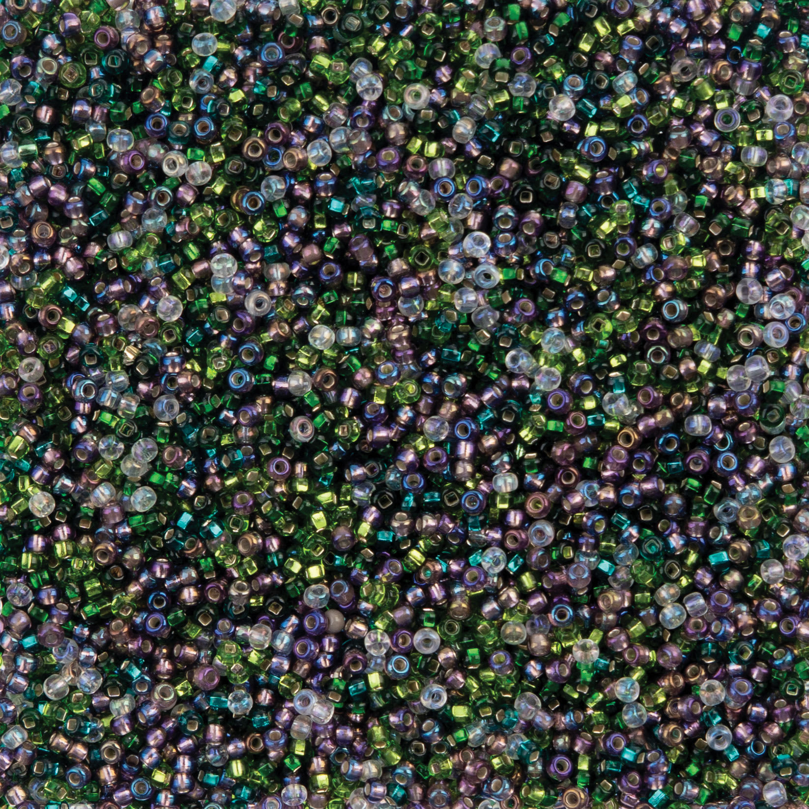 John Bead Czech Glass Seed Beads - Enchanted Forest Mix, 10/0, 22 g Vial close up