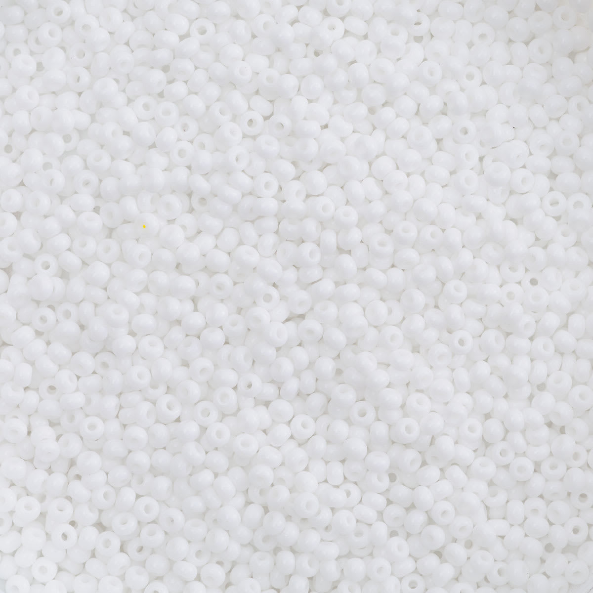 John Bead Czech Glass Seed Beads - White Opaque, 10/0, 22 g Vial close up