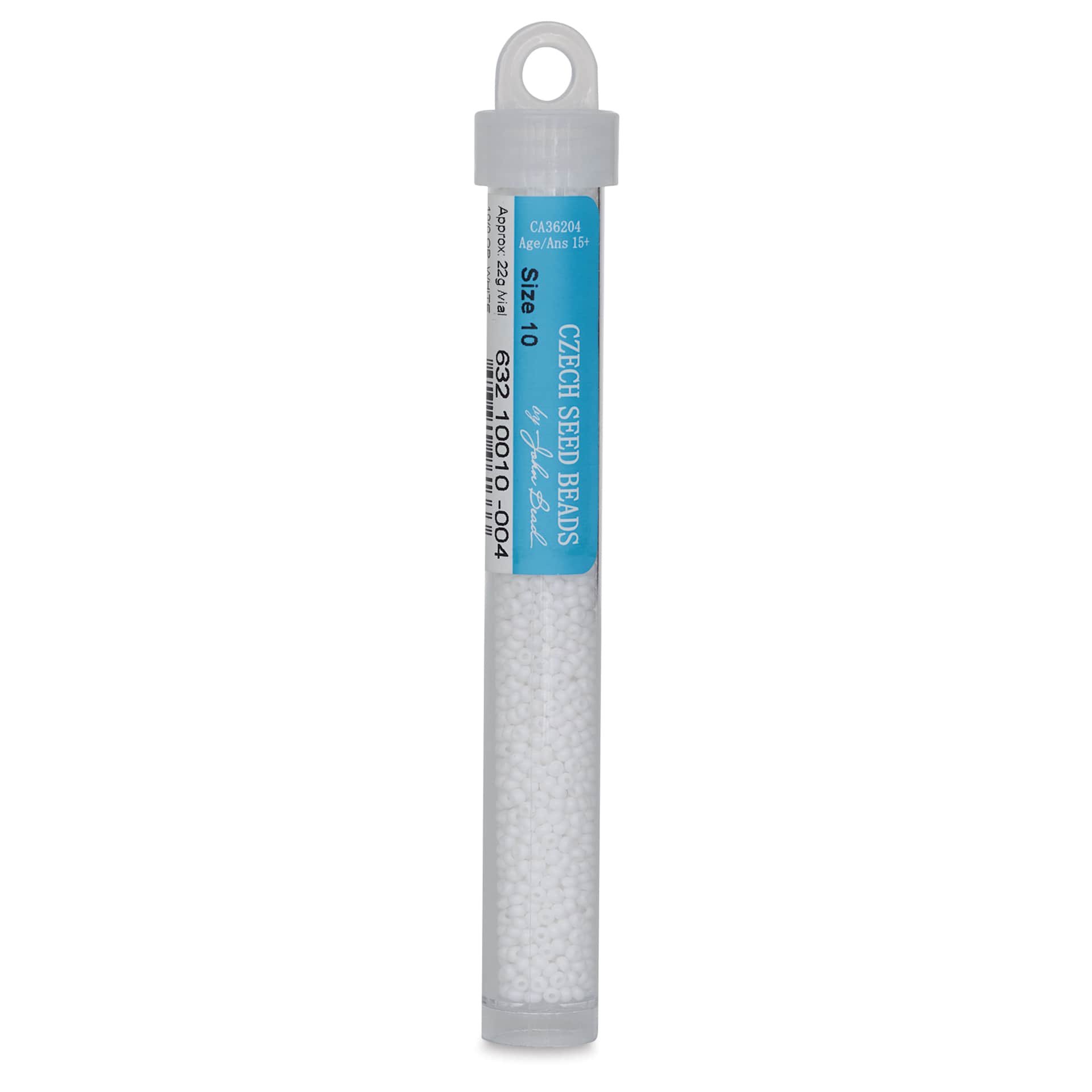 John Bead Czech Glass Seed Beads - White Opaque, 10/0, 22 g Vial