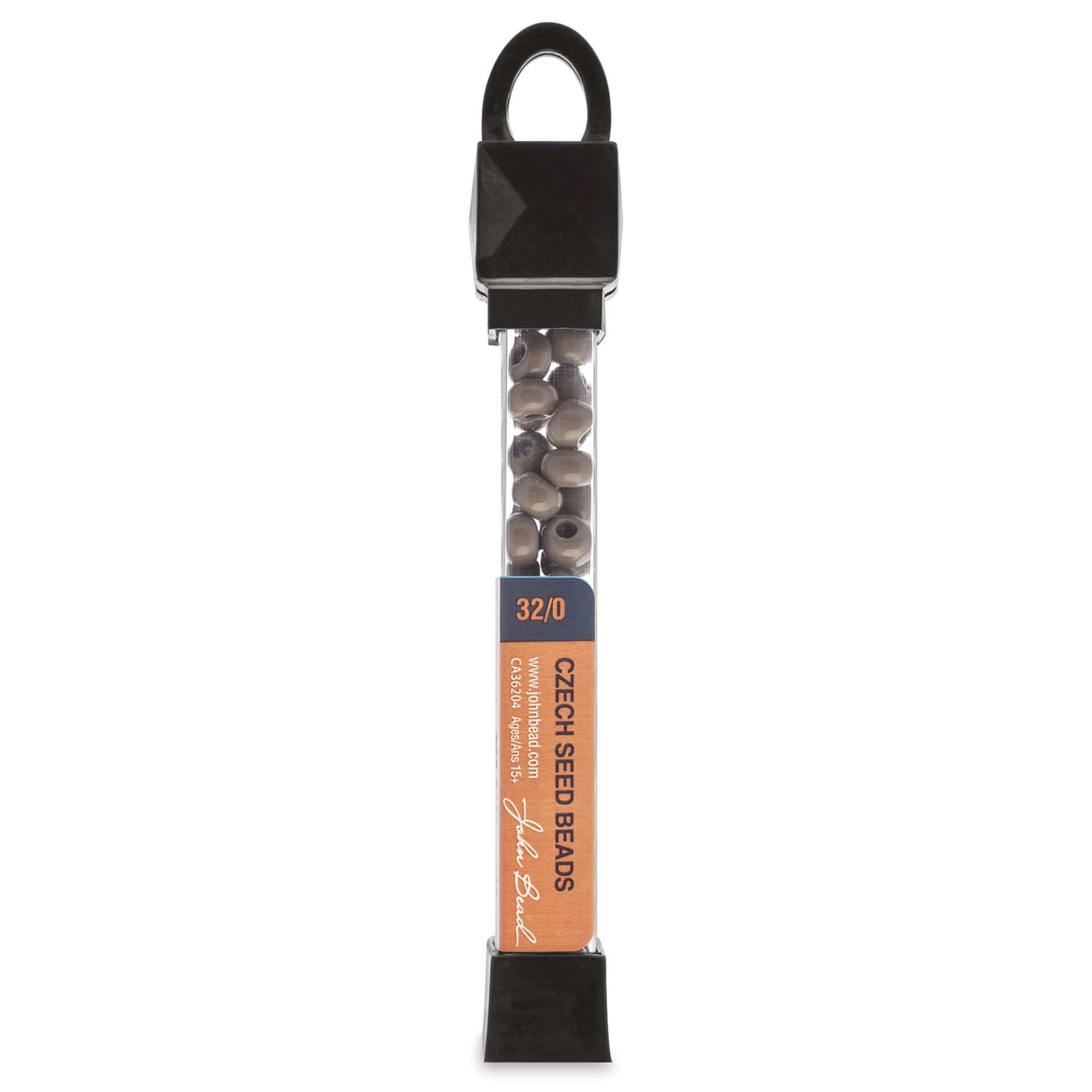 John Bead Czech Seed Beads - Gray, Opaque, 32/0, 19 g vial