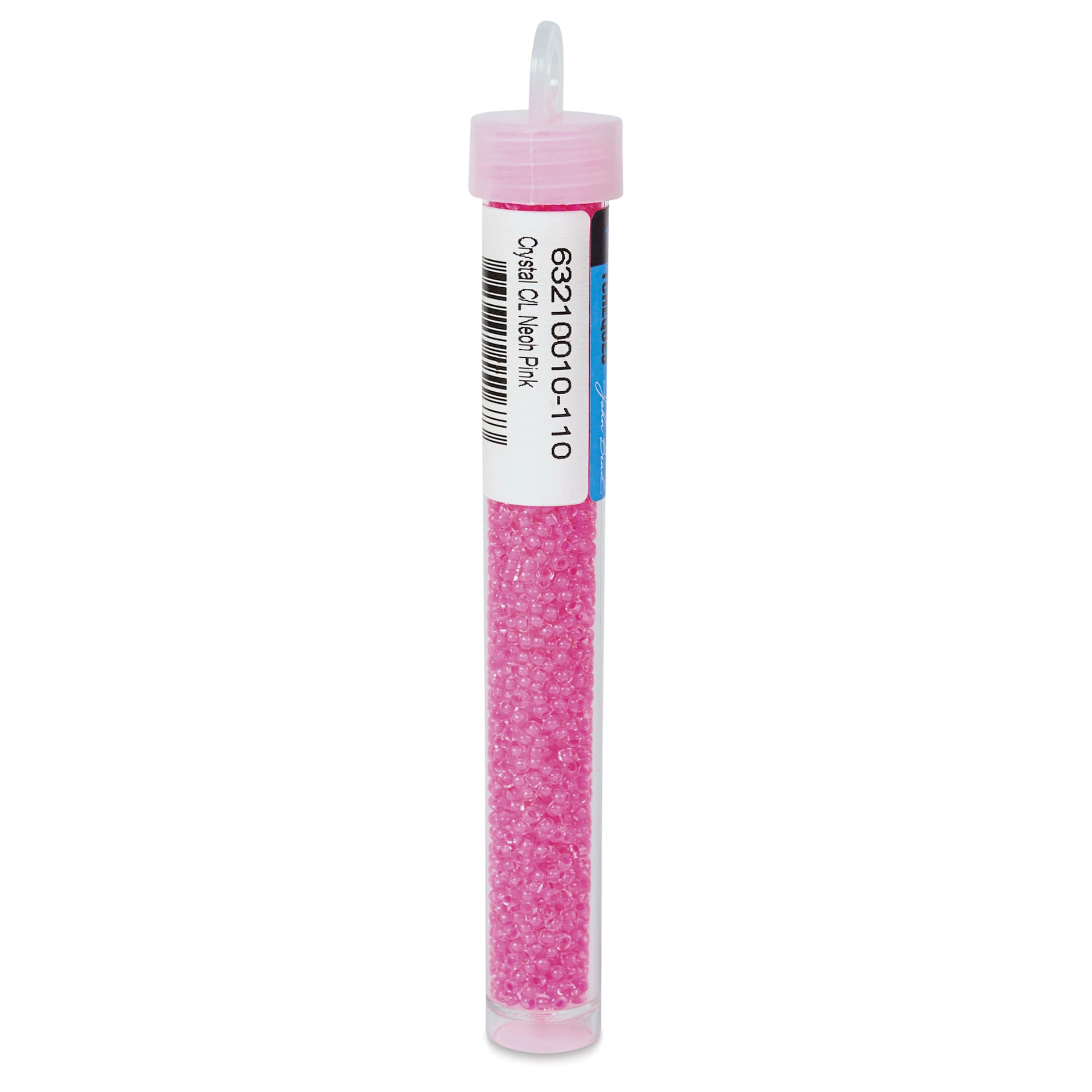 John Bead Czech Glass Seed Beads - Neon Pink, Color Lined, 10/0, 22 g Vial back view