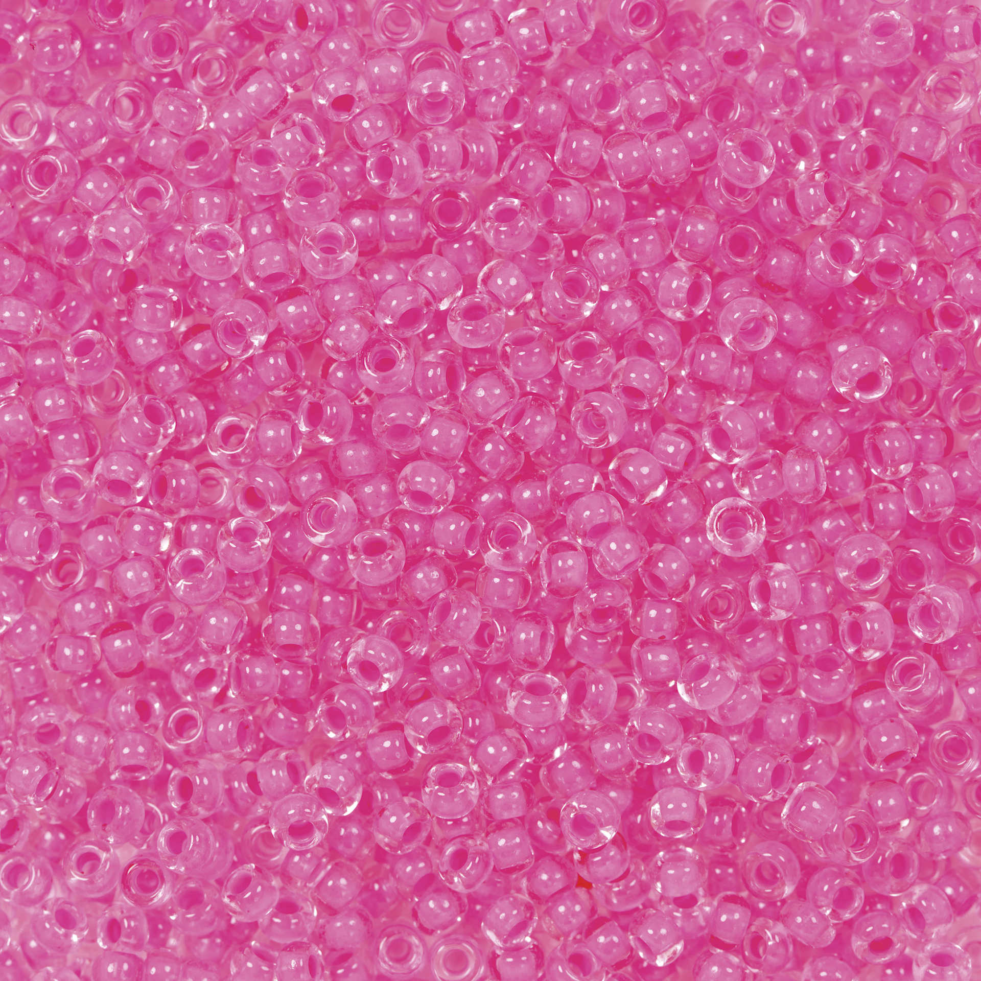 John Bead 11/0 Czech Glass Seed Beads - Neon Pink, Color Lined