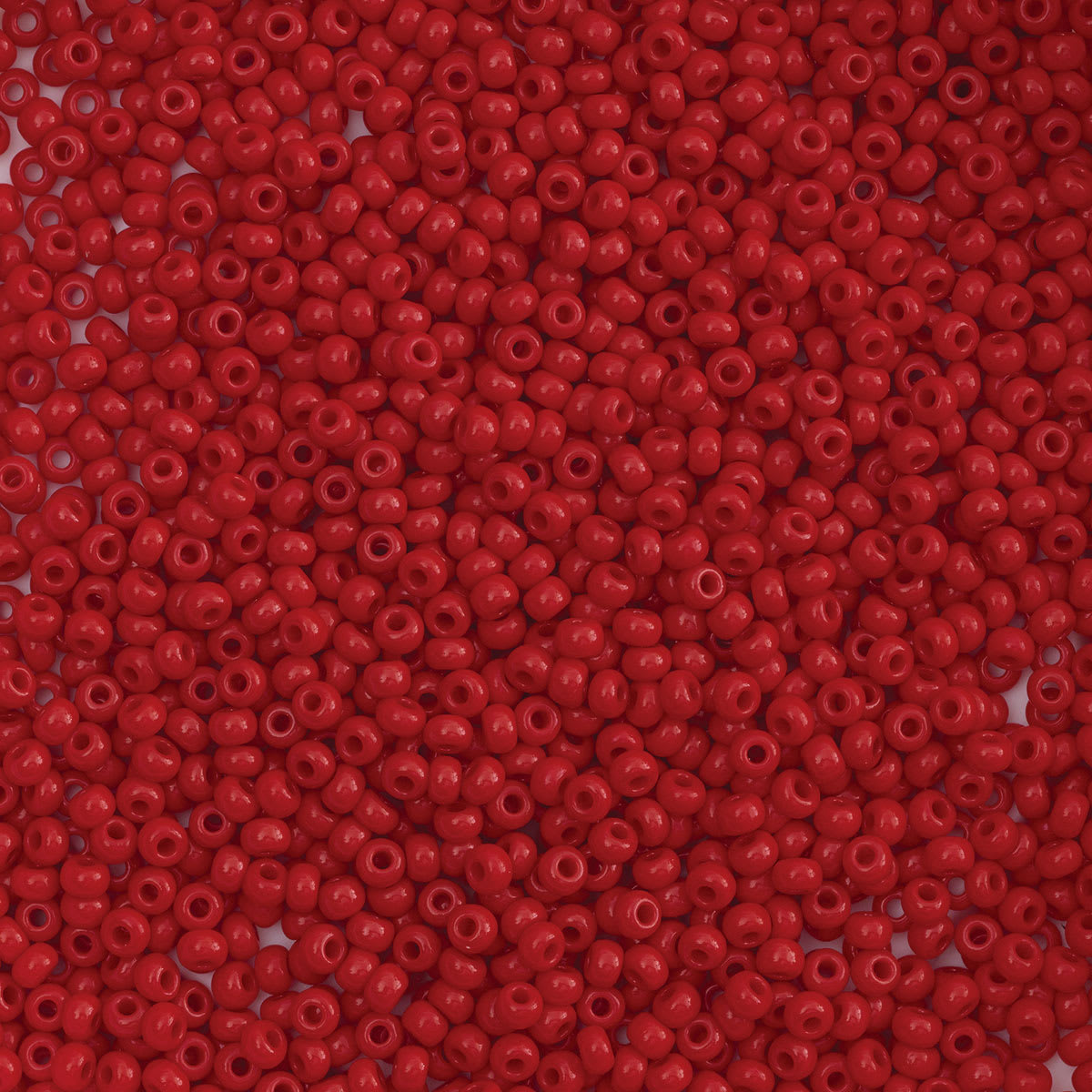 John Bead Czech Glass Seed Beads - Medium Red, 10/0, 22 g Vial close up