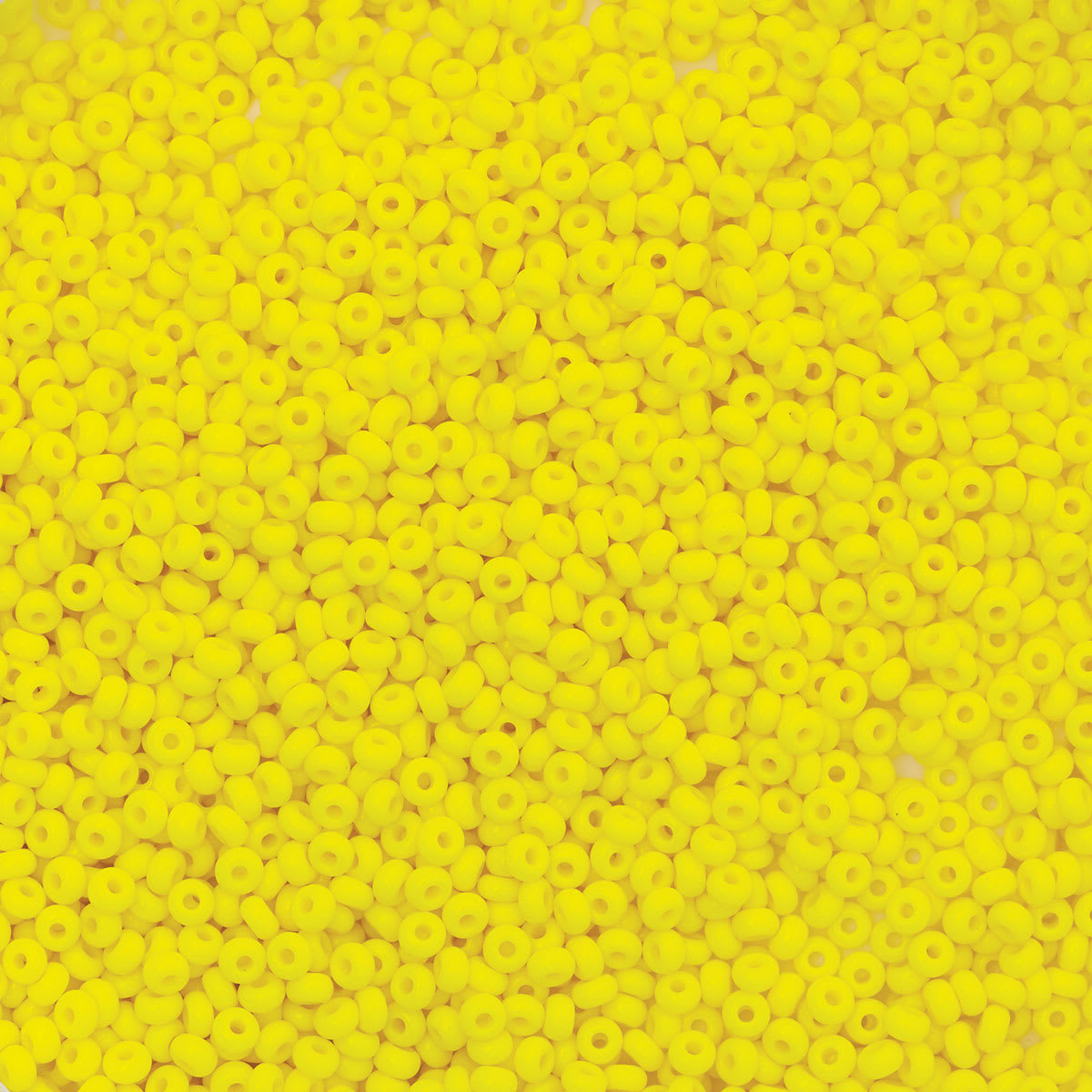 John Bead Czech Glass Seed Beads - Lemon Yellow, 10/0, 22 g Vial close up