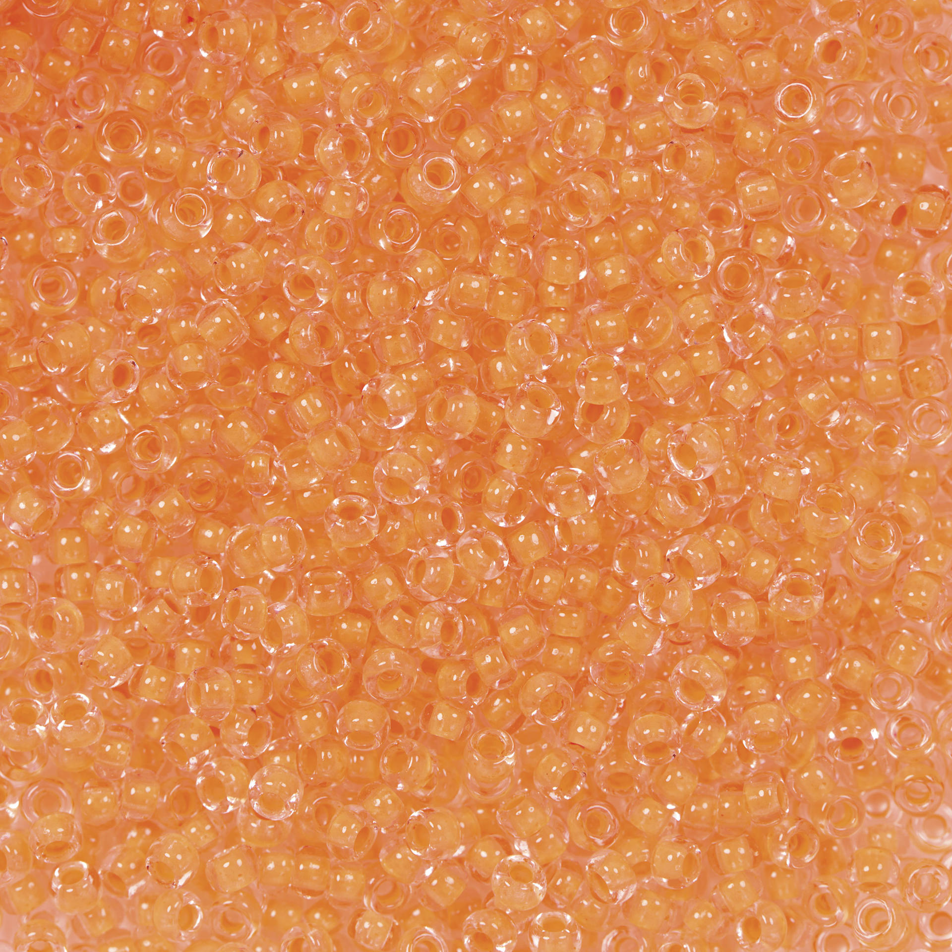 John Bead 11/0 Czech Glass Seed Beads - Neon Orange, Color Lined