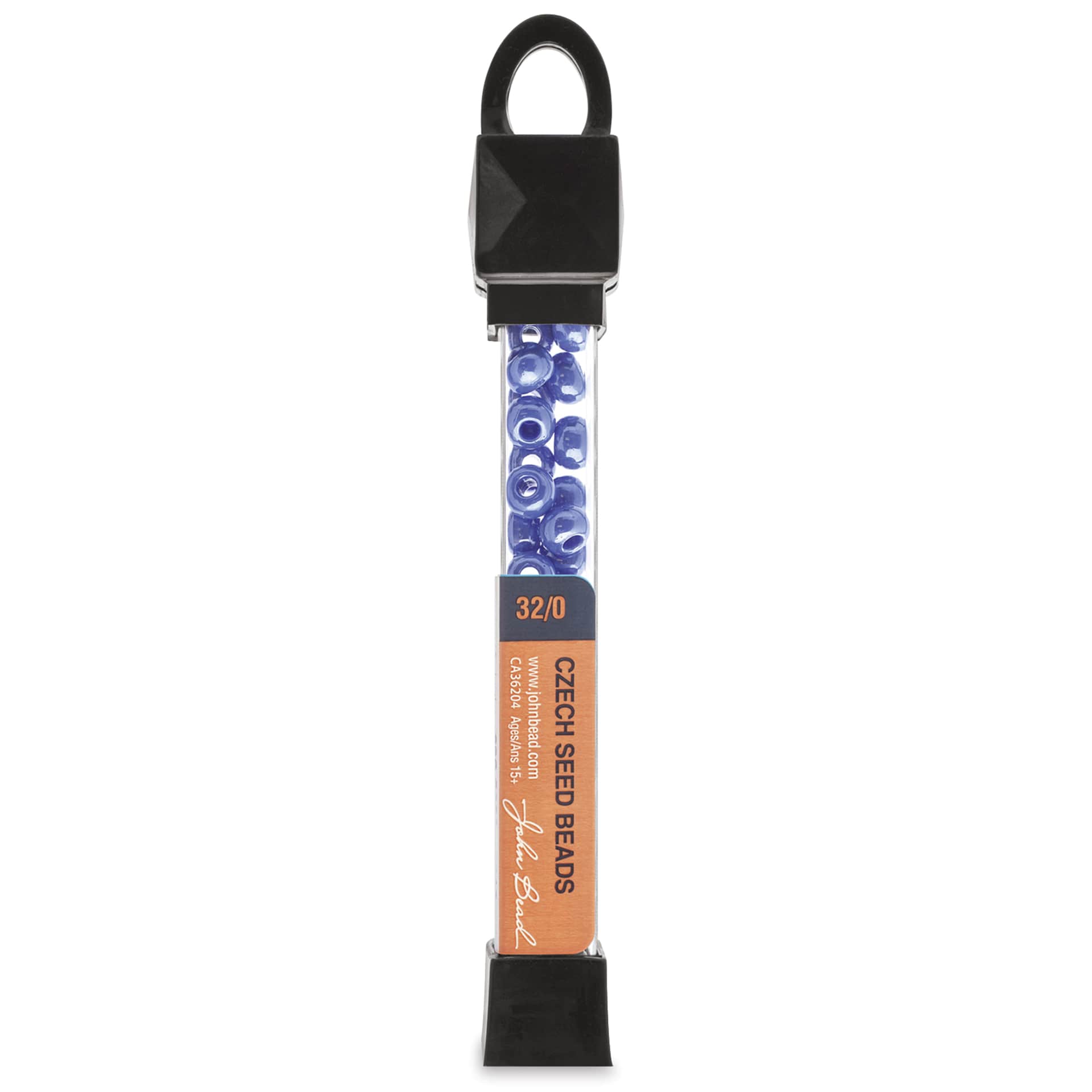 John Bead Czech Seed Beads - Light Royal Blue, Opaque Luster, 32/0, 19g vial