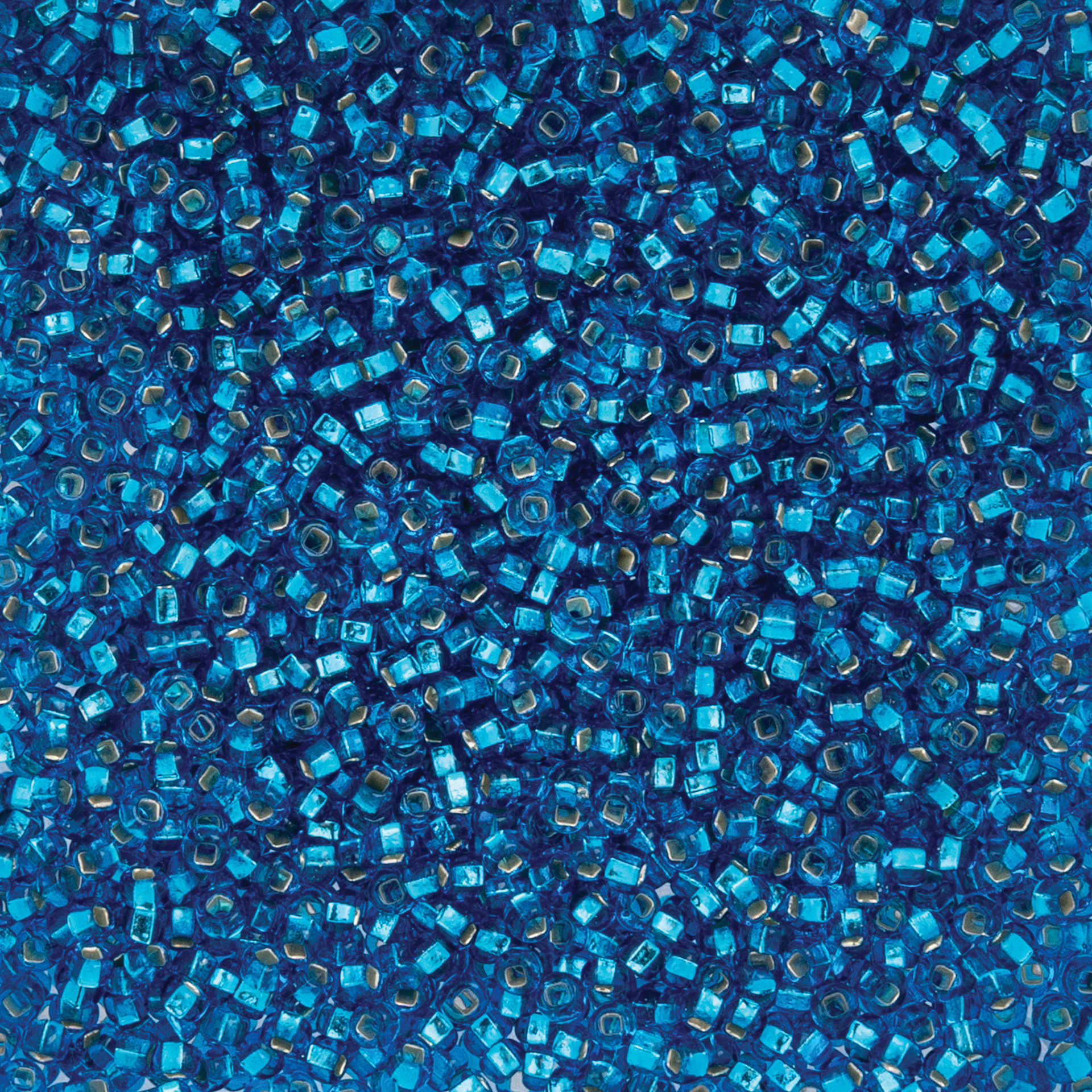 John Bead Czech Glass Seed Beads - Silver-Lined Light Blue, 10/0, 22 g Vial close up